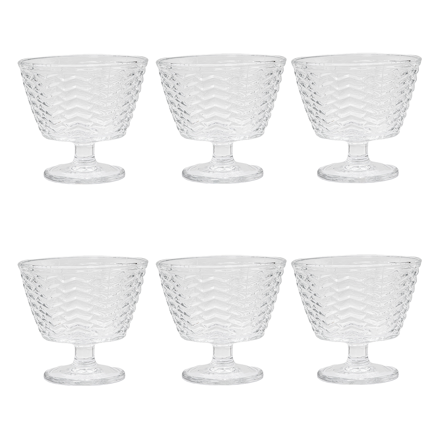 Set di 6 Coppiere Gelato Tahiti in Vetro Decorato