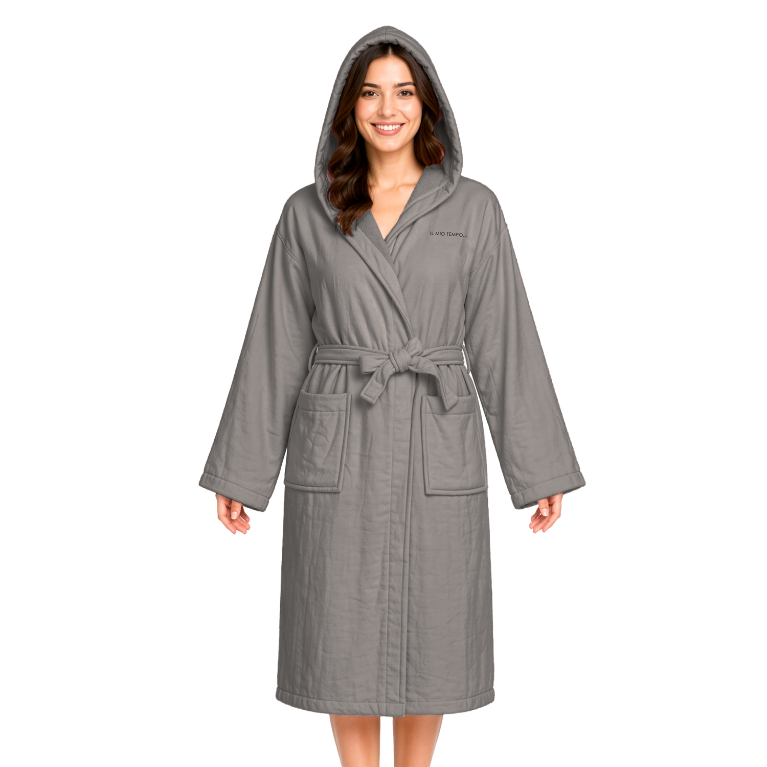 Accappatoio cotone S/M Quotes grigio