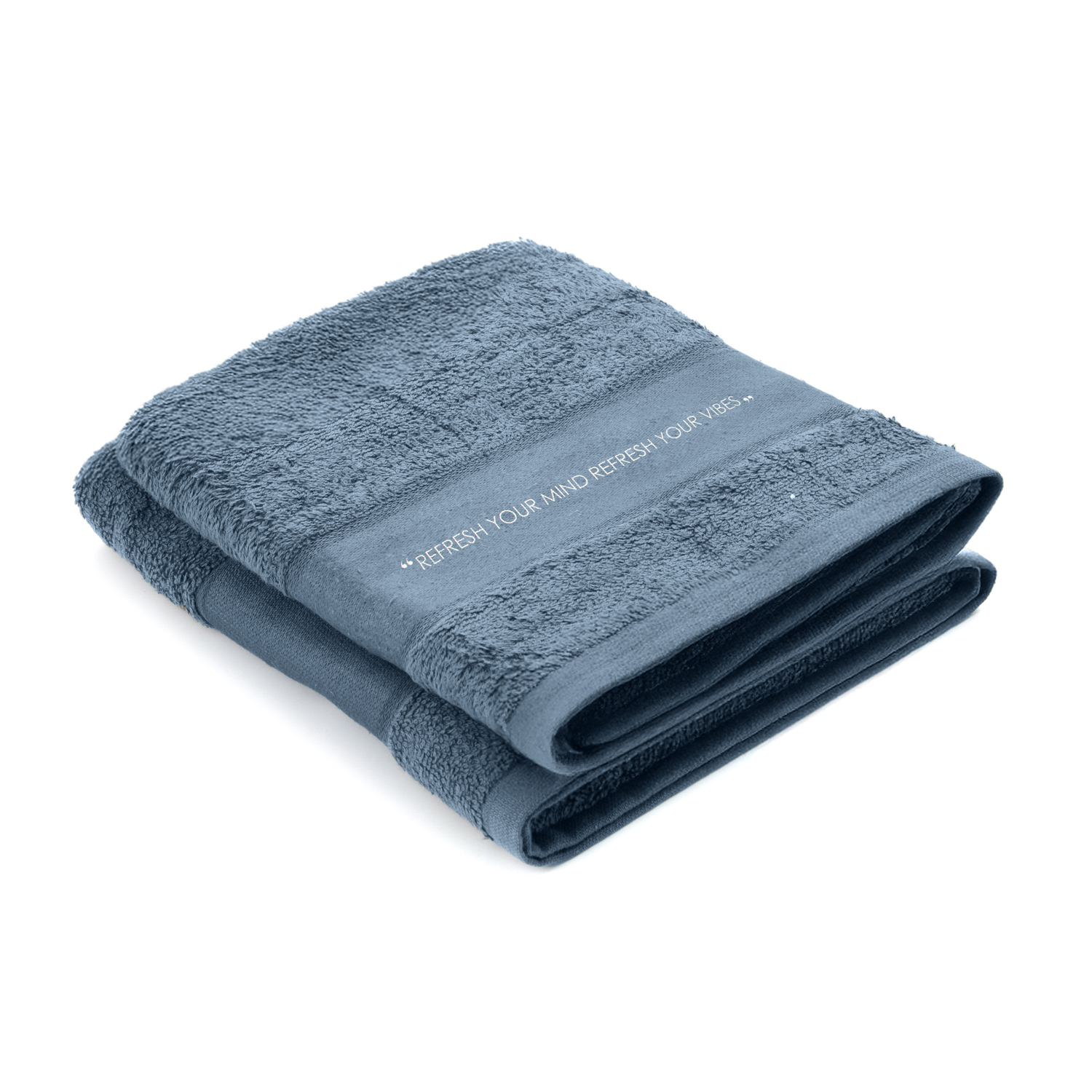 Coppia asciugamani ospite e viso cotone Quotes denim