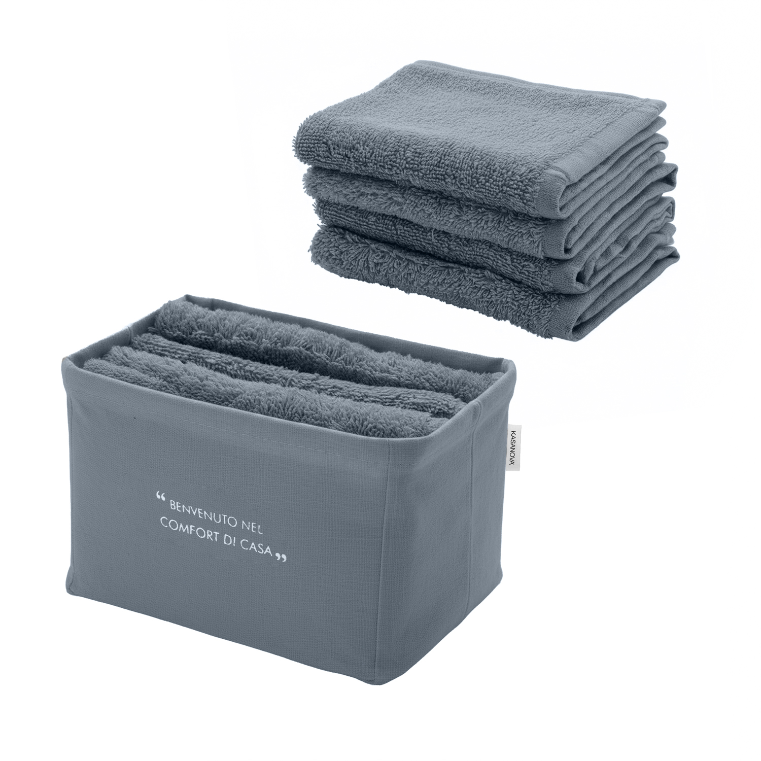 Set 4 lavette 30x30 cm cotone Quotes denim