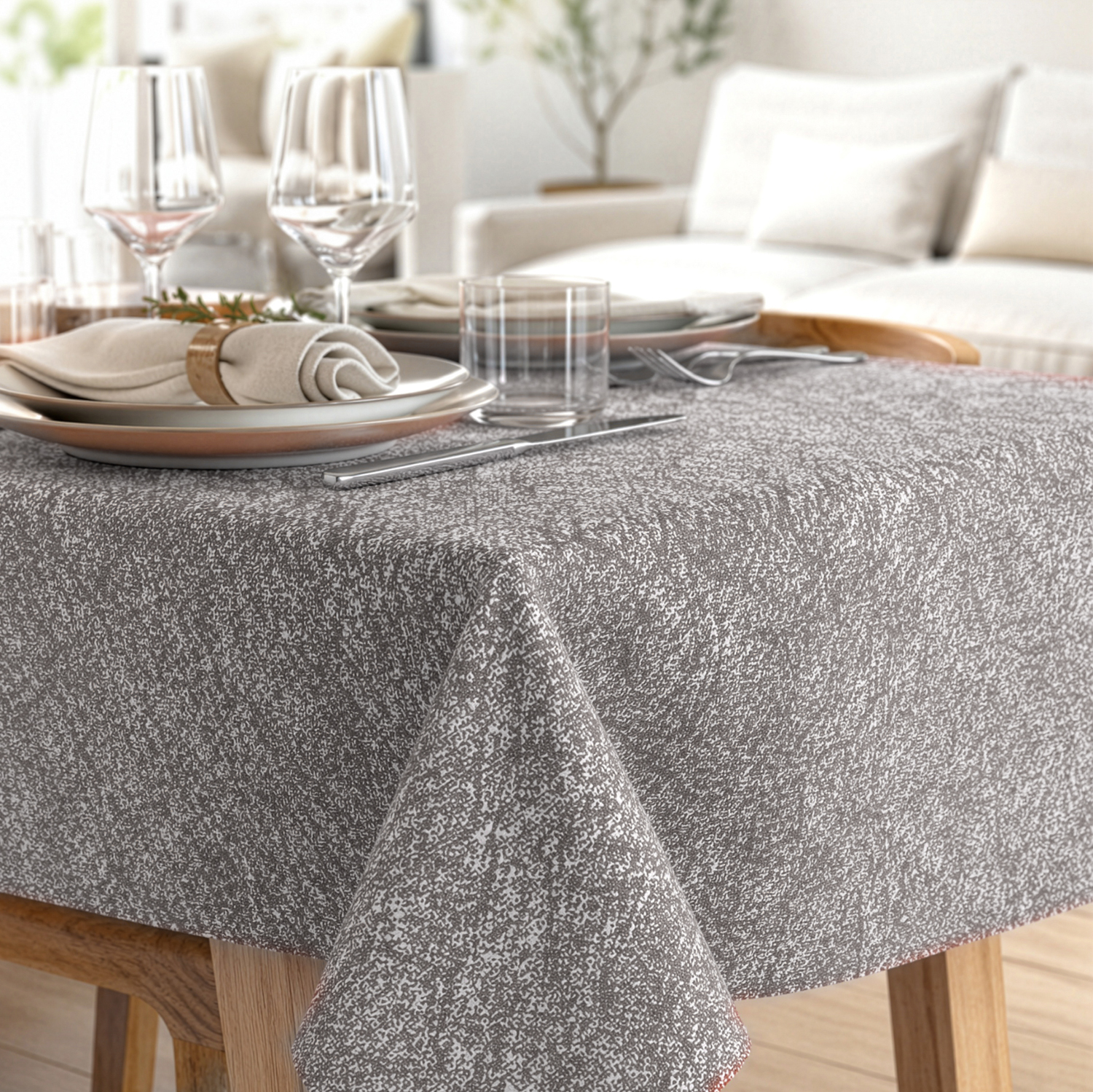 Tovaglia antimacchia 140x140 cm Chambray grigio