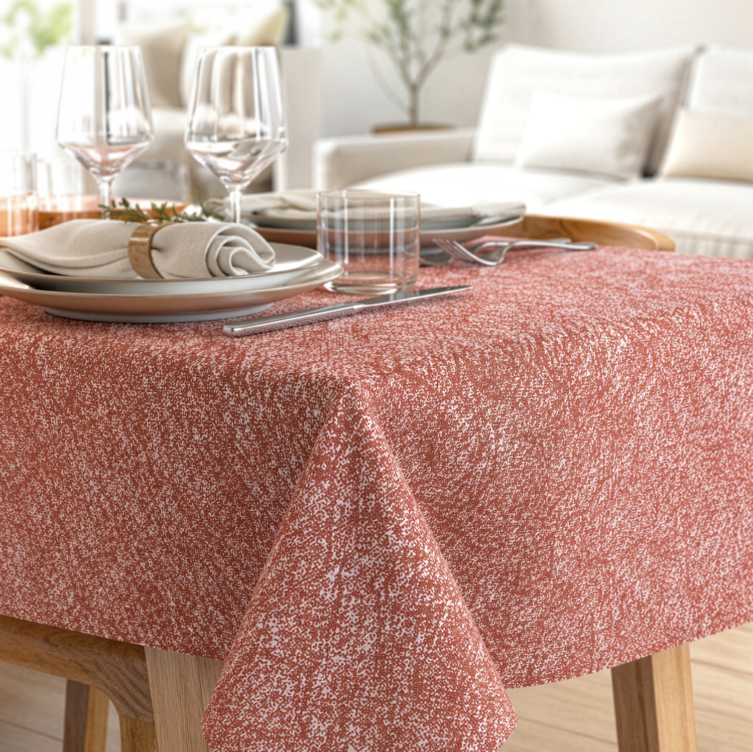 Tovaglia antimacchia 140x140 cm Chambray rosso