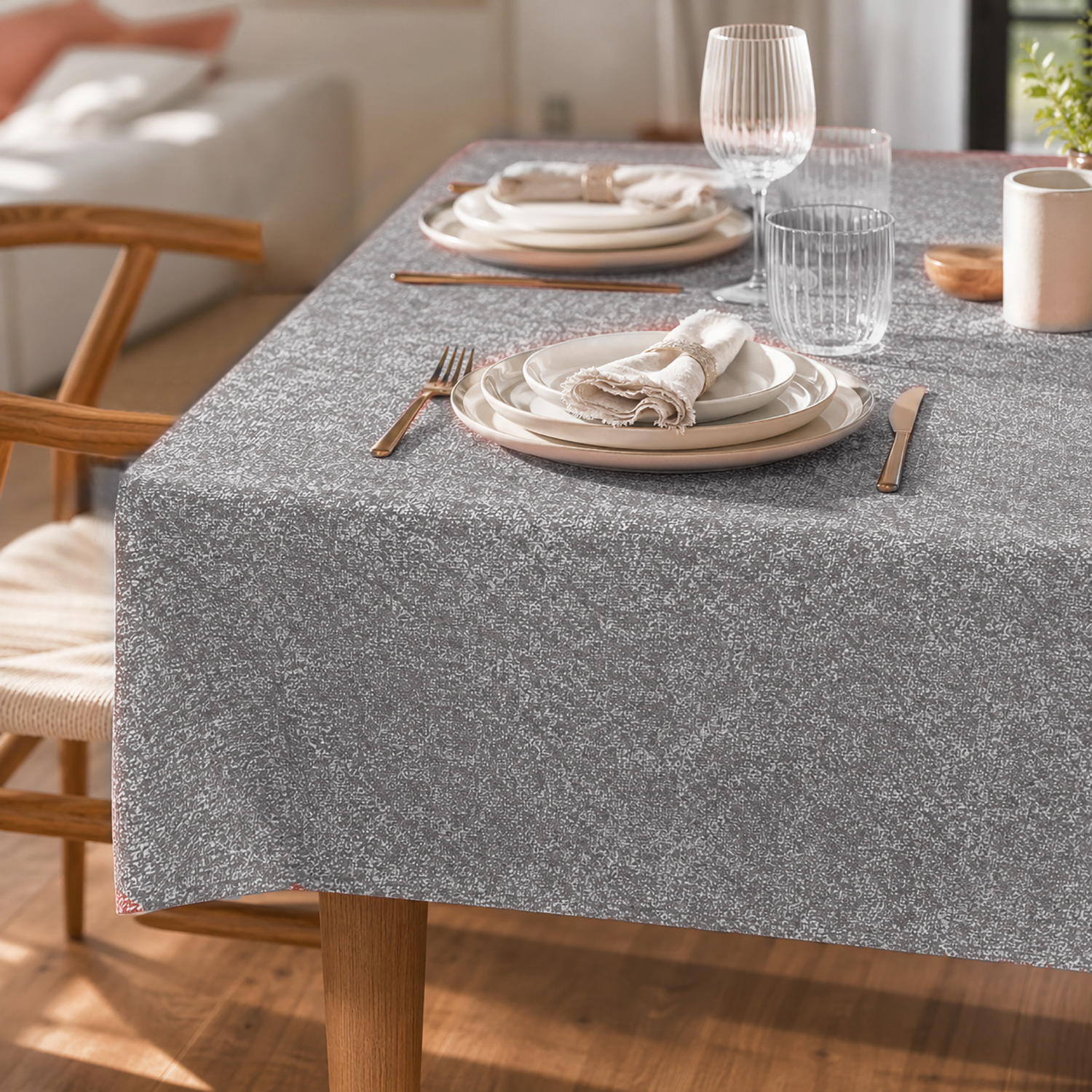 Tovaglia antimacchia 140x180 cm Chambray grigio