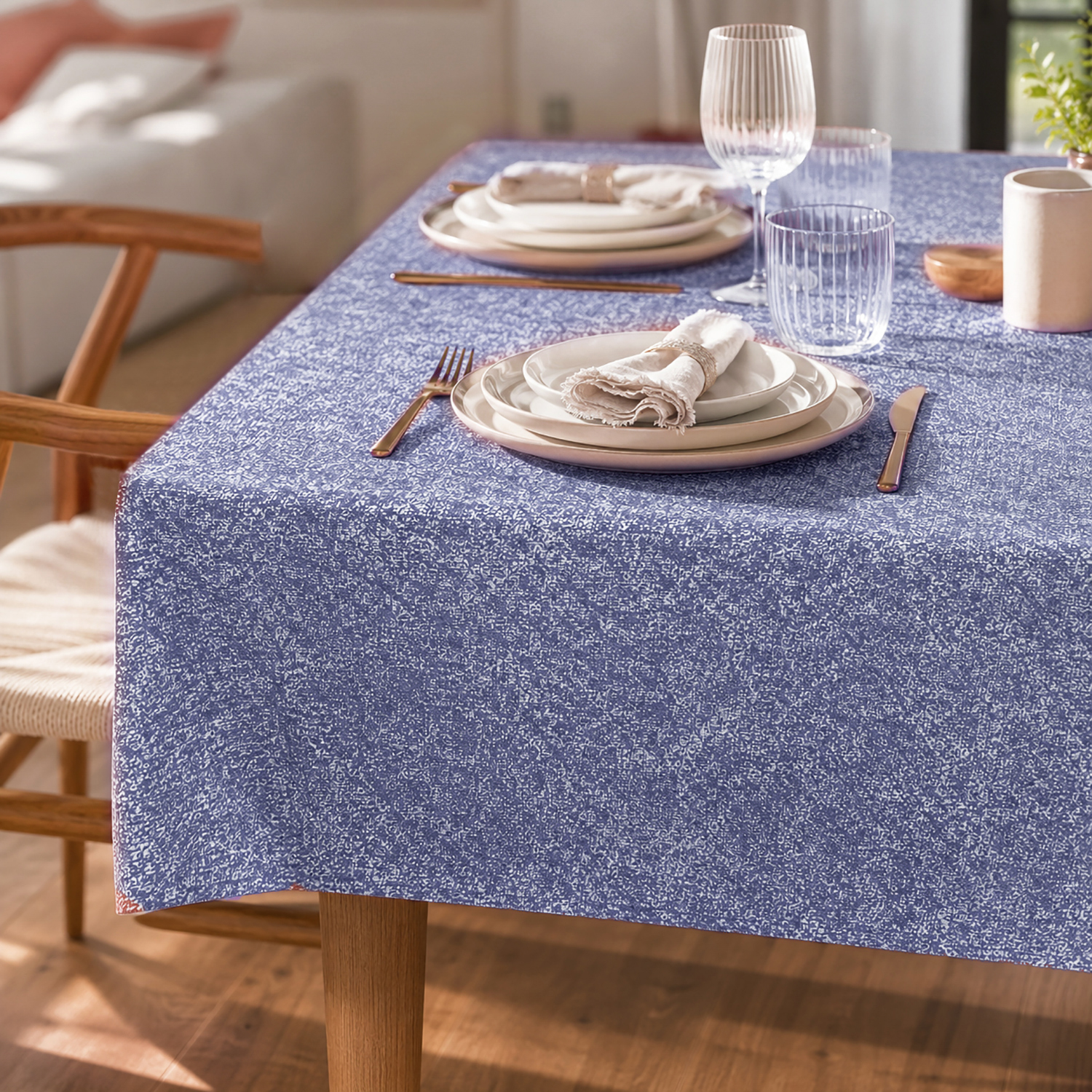 Tovaglia antimacchia 140x180 cm Chambray blu