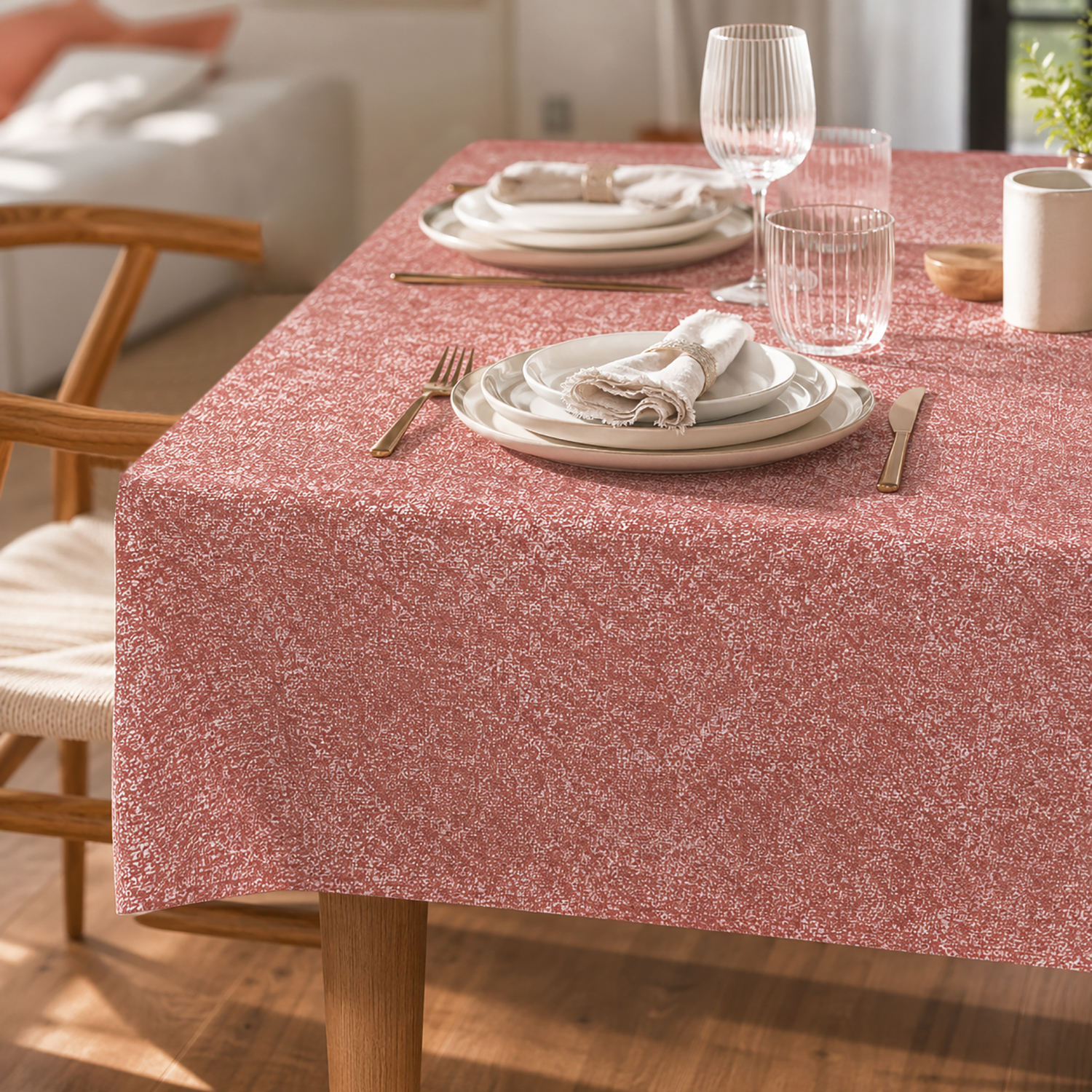 Tovaglia antimacchia 140x180 cm Chambray rosso