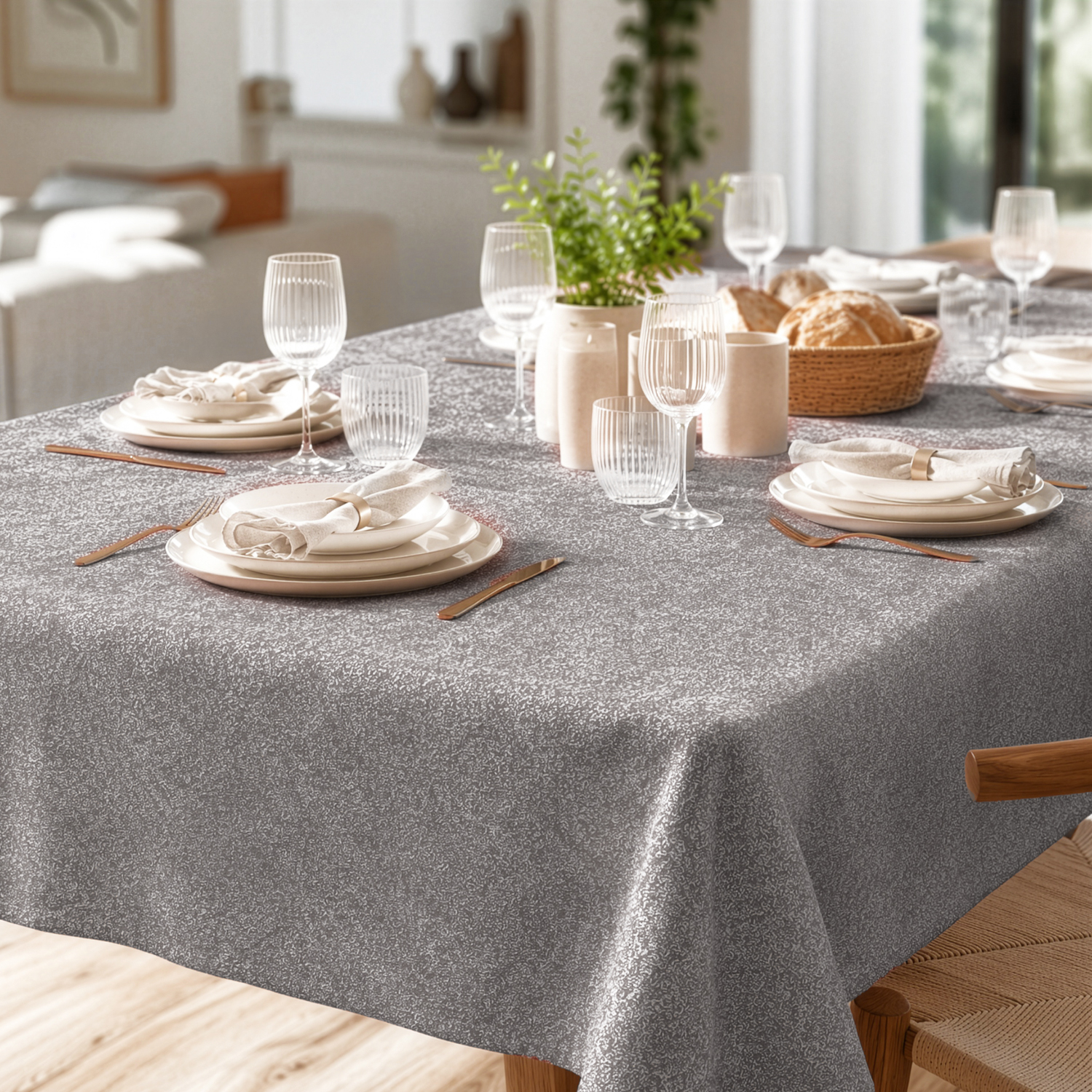 Tovaglia antimacchia 140x230 cm Chambray grigio