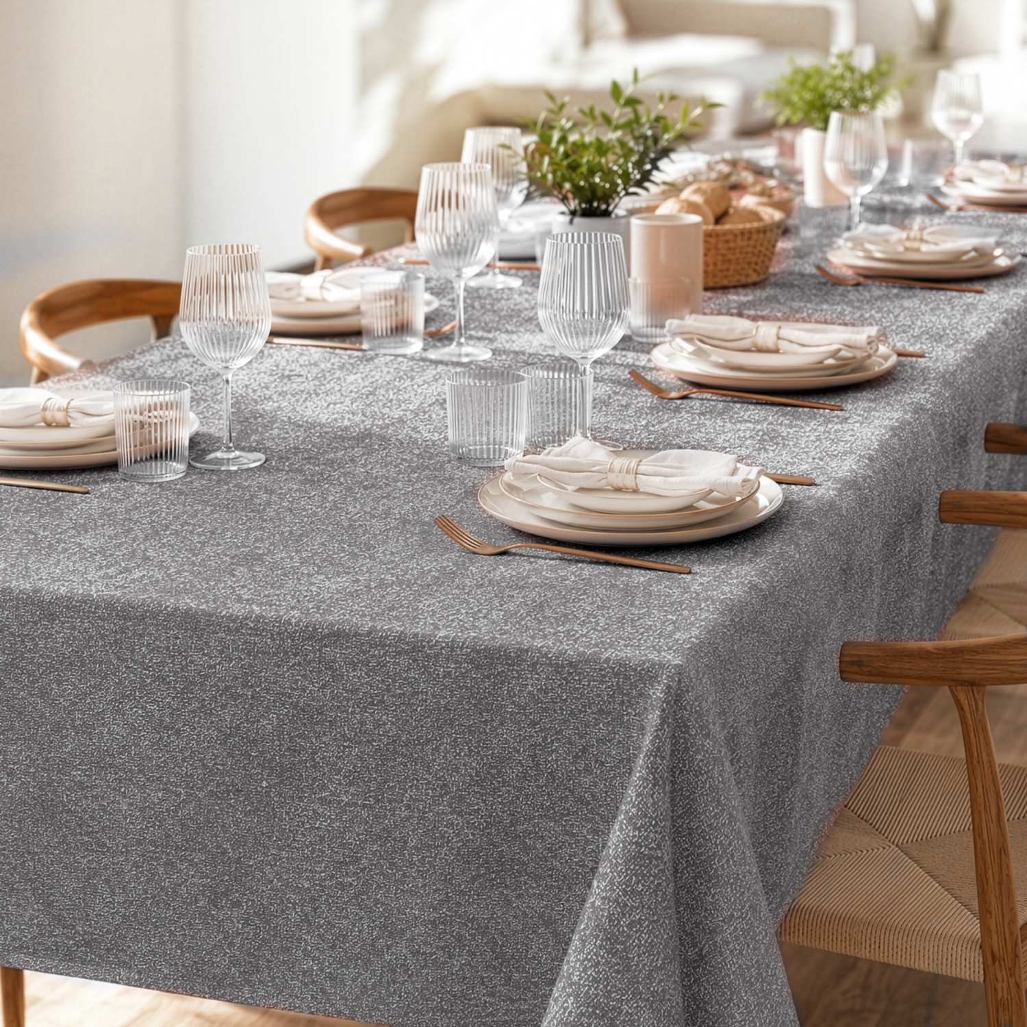 Tovaglia antimacchia 140x300 cm Chambray grigio