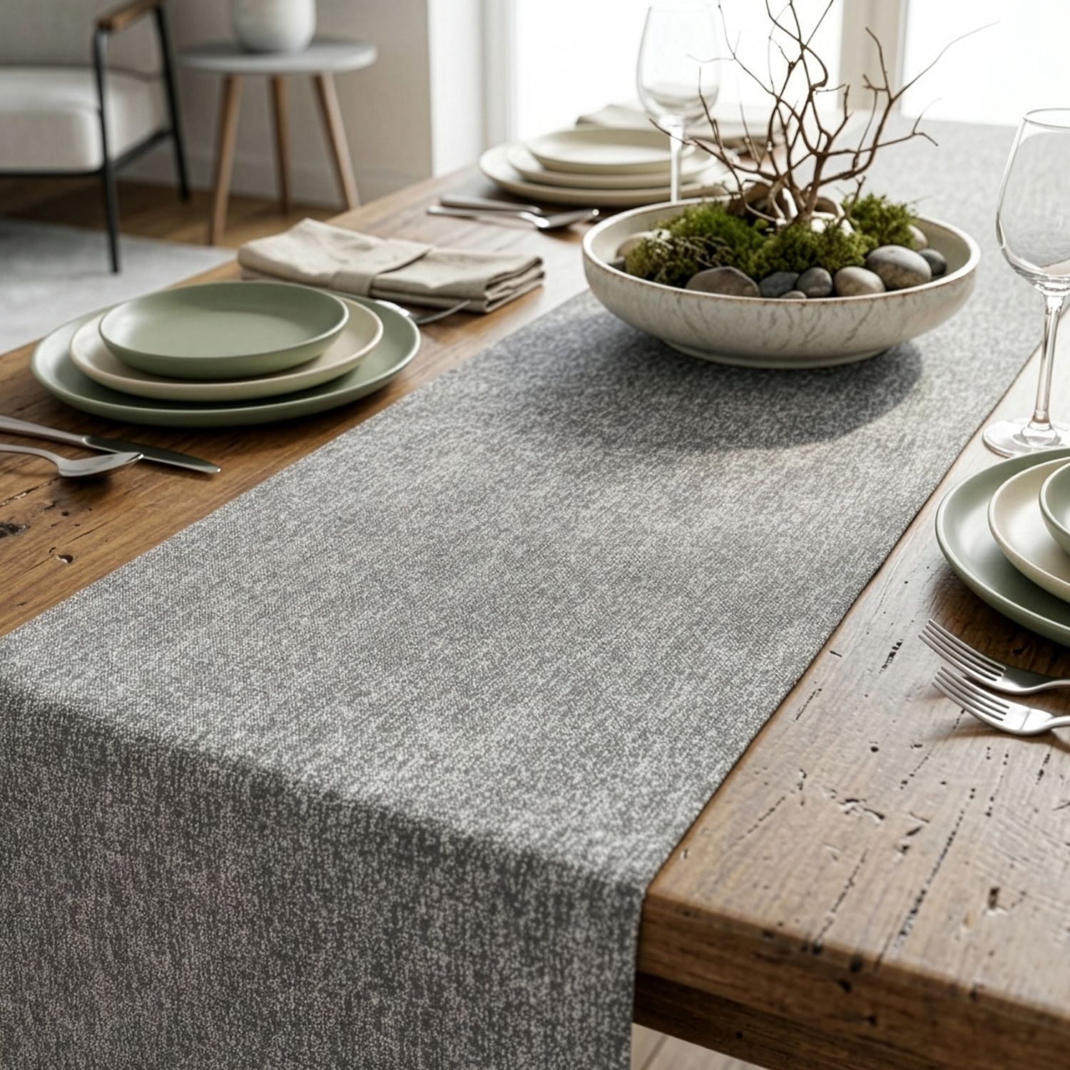 Runner antimacchia 40x120 cm Chambray grigio