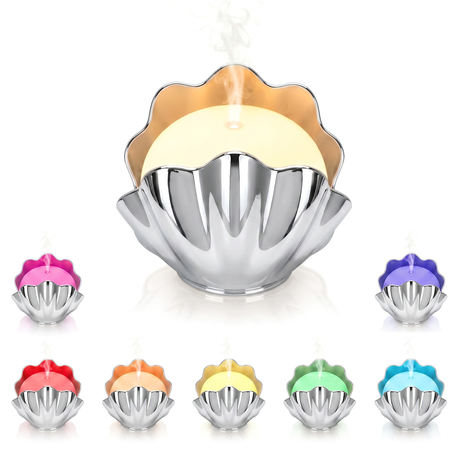 Diffusore conchiglia con cromoterapia cromato