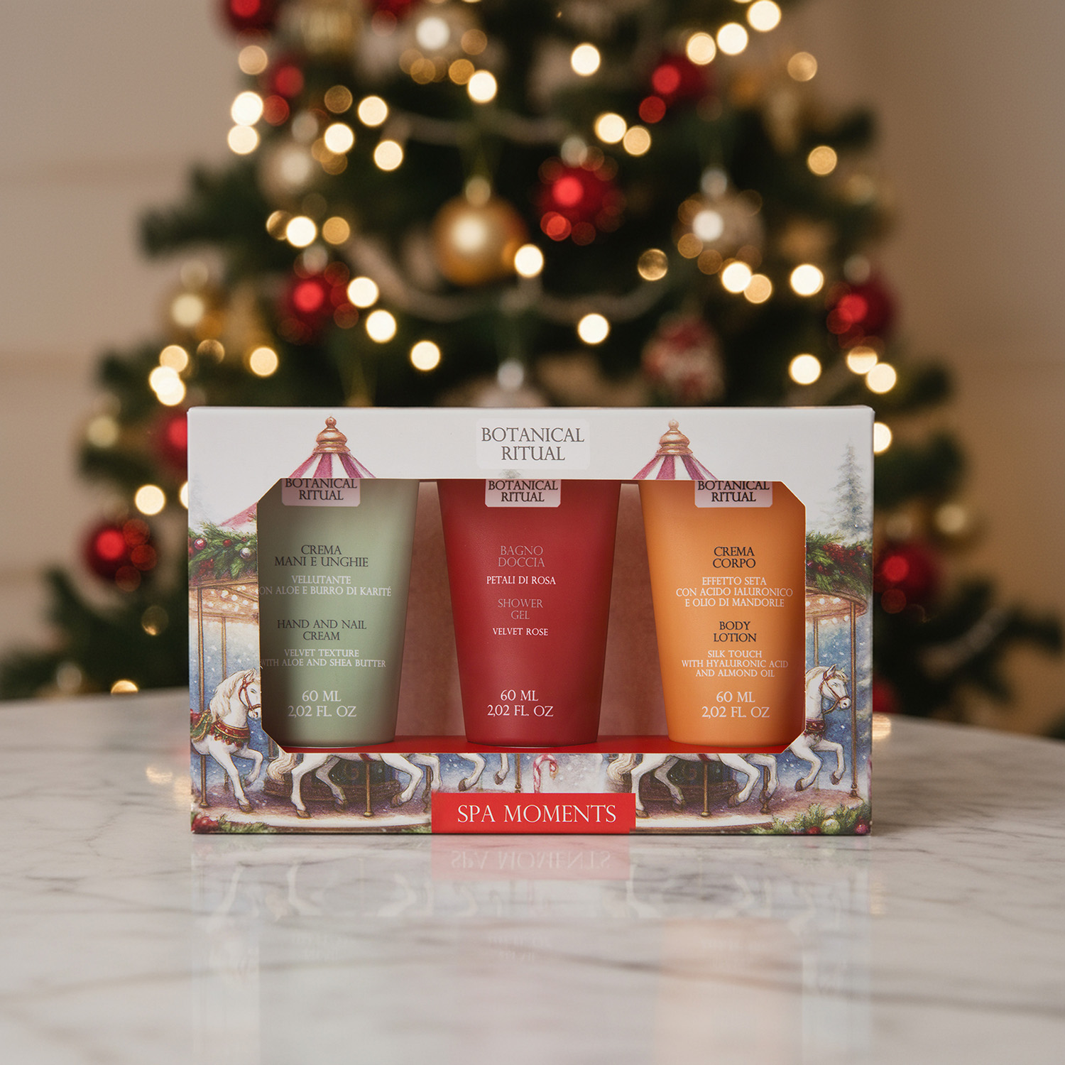 Set 3 creme cofanetto regalo giostra Botanical Ritual