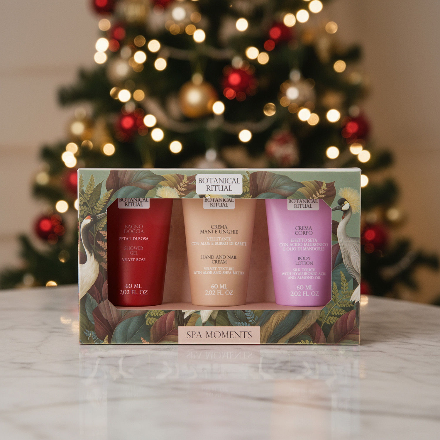 Set 3 creme cofanetto regalo pavone Botanical Ritual