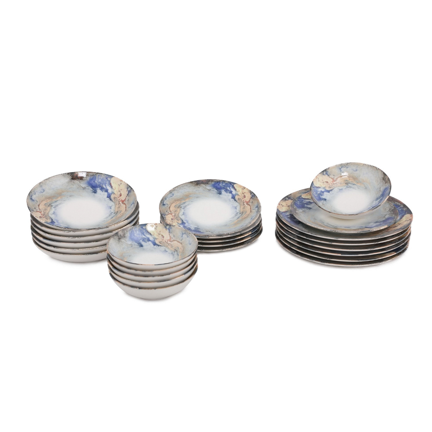 Set tavola effetto dipinto 24 pezzi in porcellana