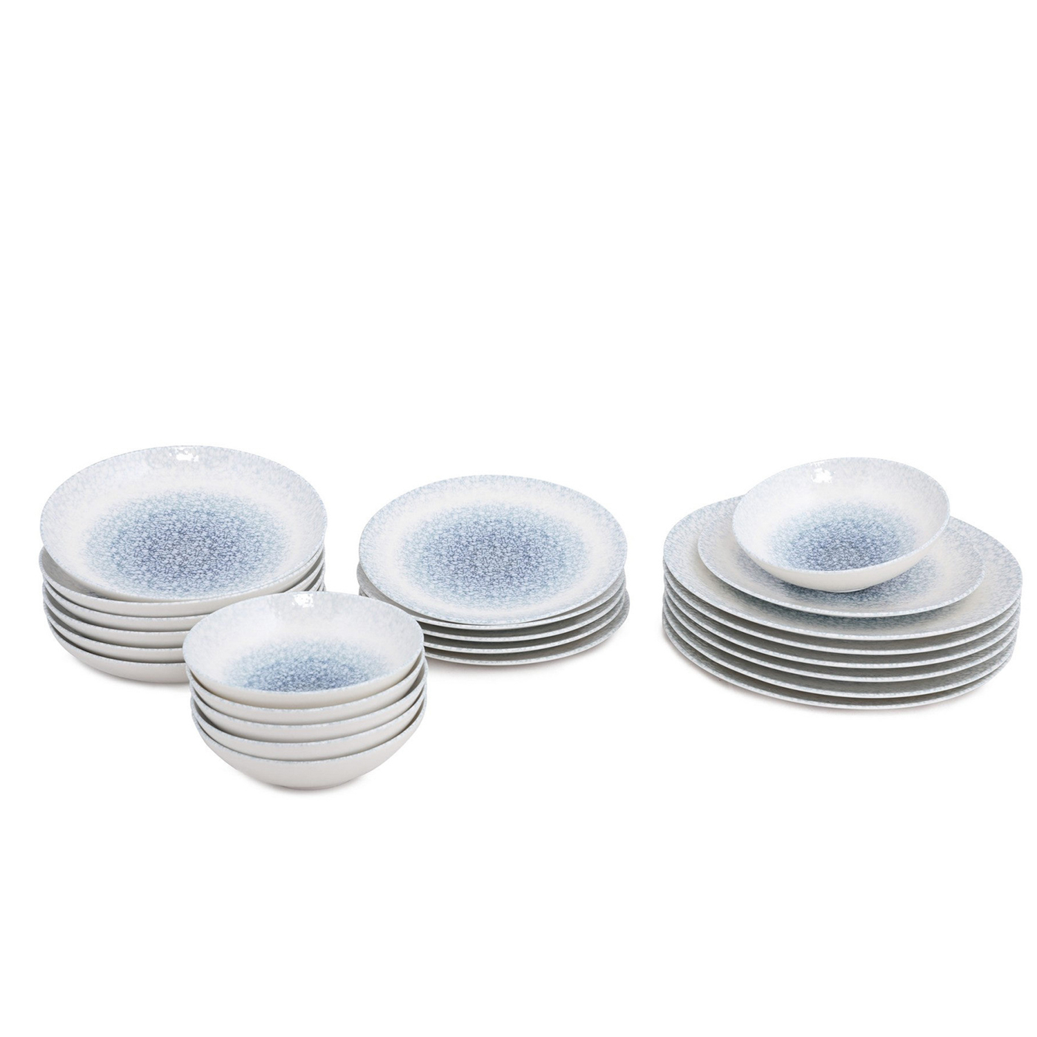 Set tavola blu effetto martellato 24 pezzi in porcellana
