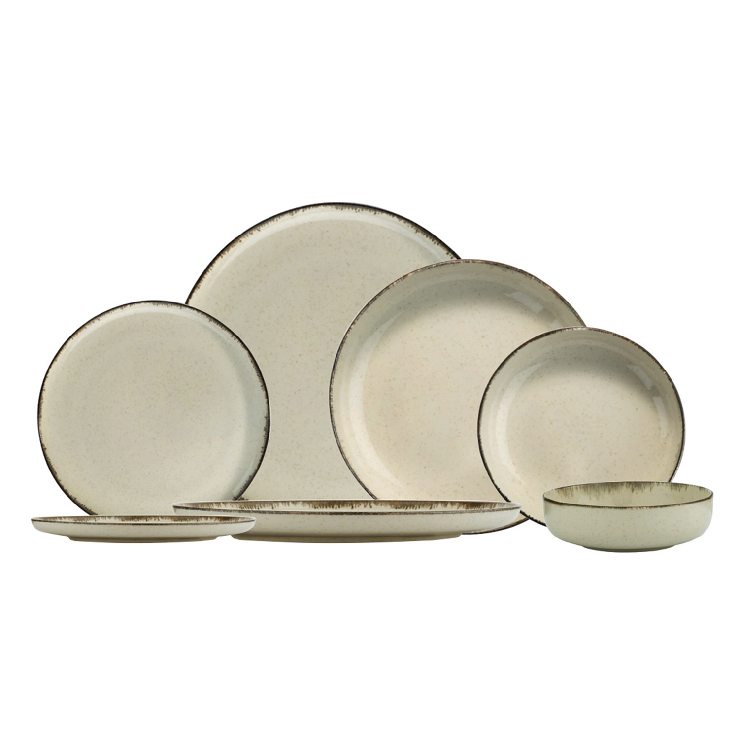 Set tavola beige puntinato 24 pezzi in porcellana