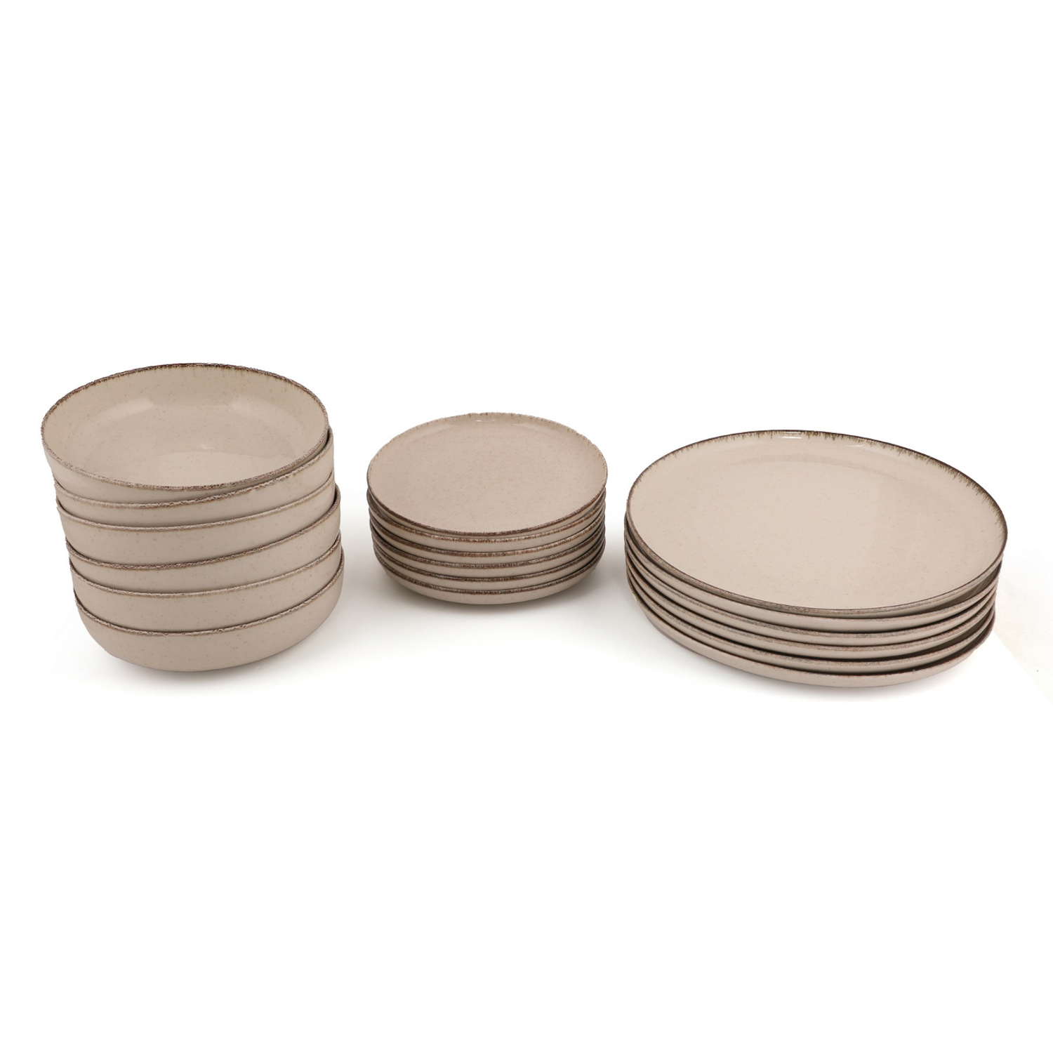 Servizio 18 piatti beige effetto puntinato in porcellana