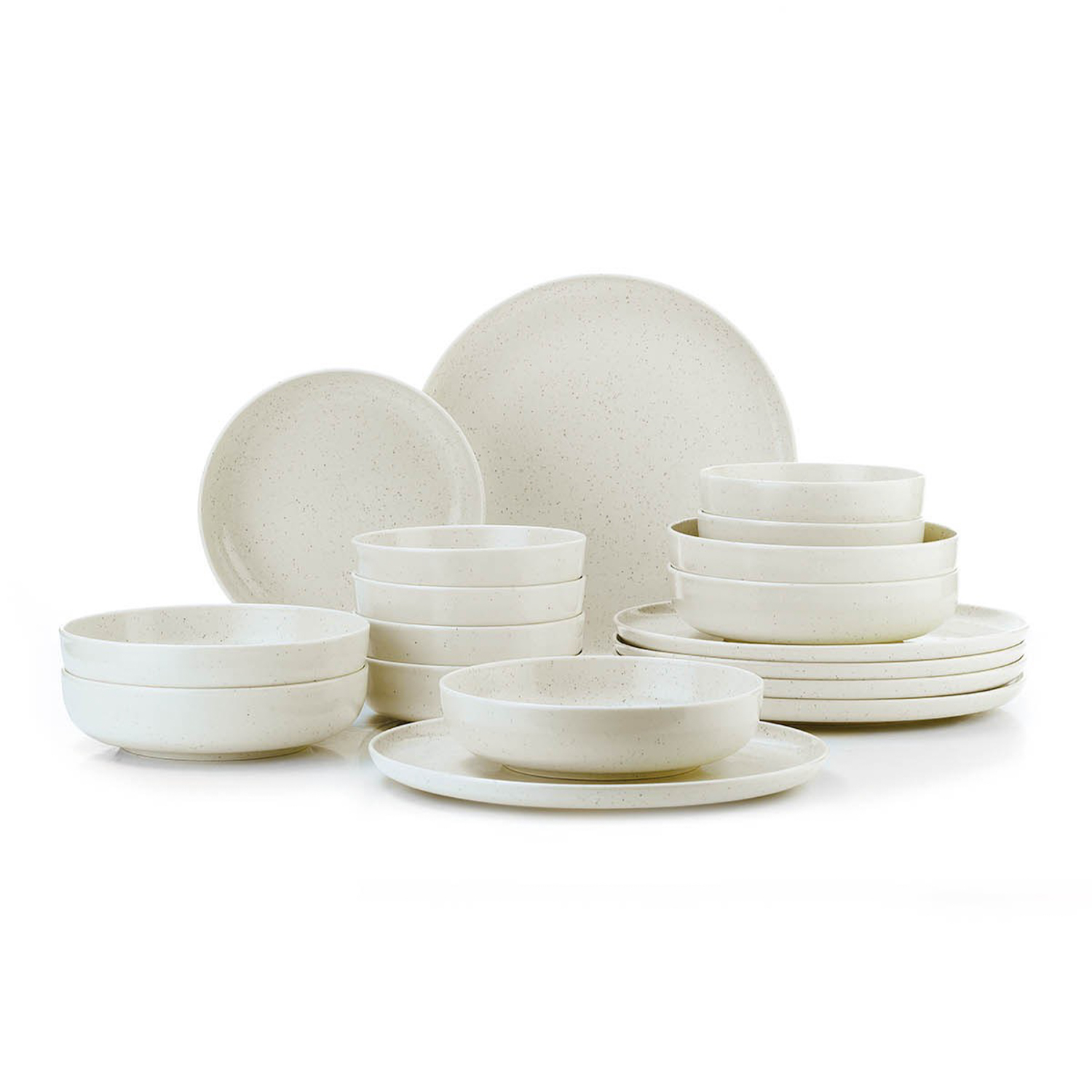 Set tavola crema puntinato 18 pezzi in porcellana