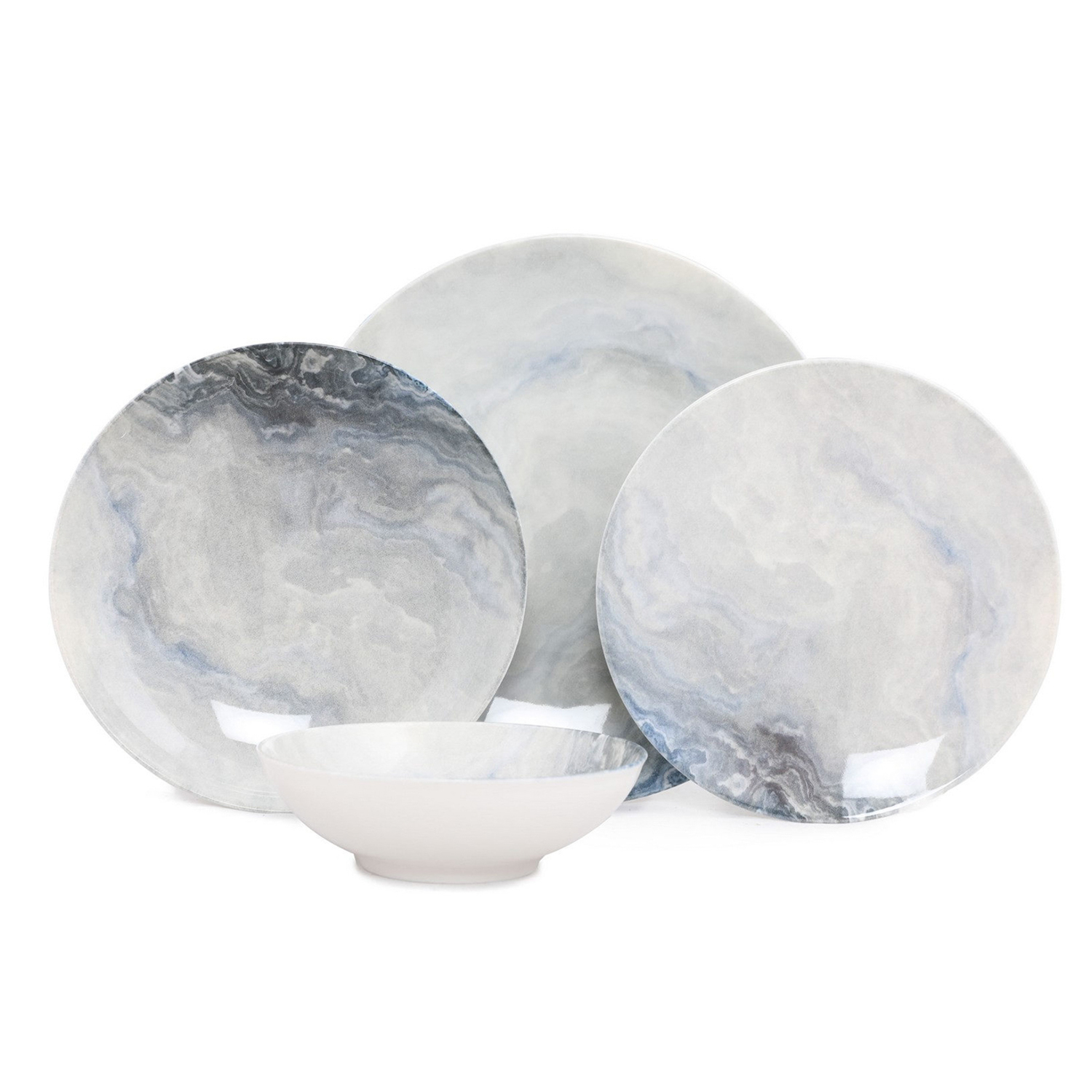 Set 24 pezzi tavola in porcellana grigio