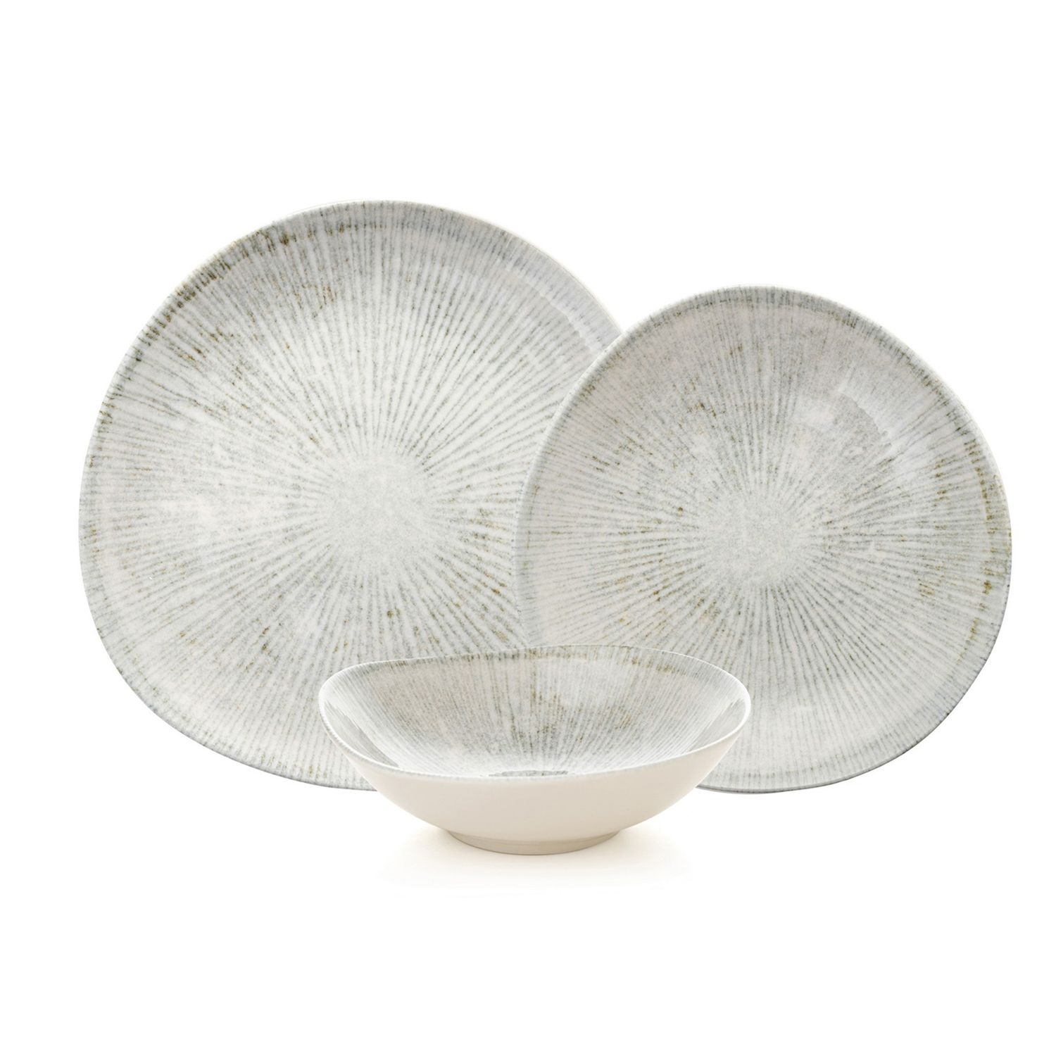 Set 24 pezzi tavola in porcellana grigio righe