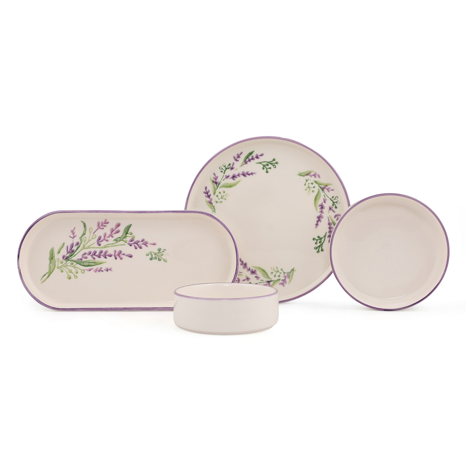 Set 14 pezzi tavola ceramiica con dettaglio fiore