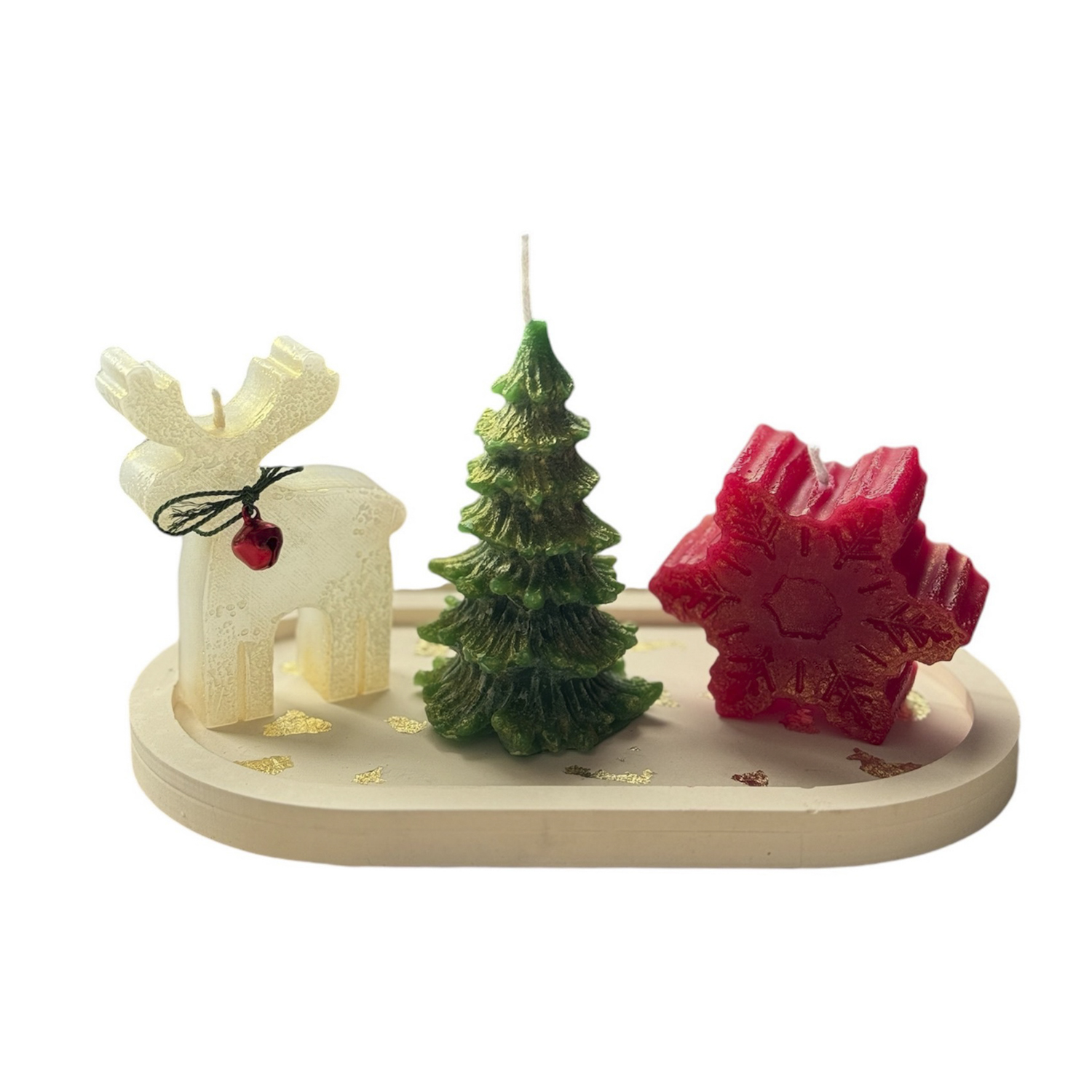 Set 3 candele Natale con supporto