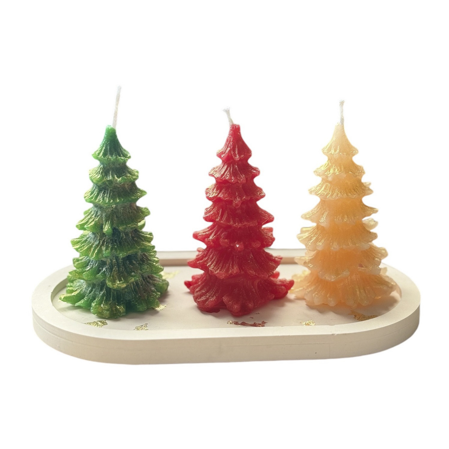 Set 3 candele albero Natale con supporto