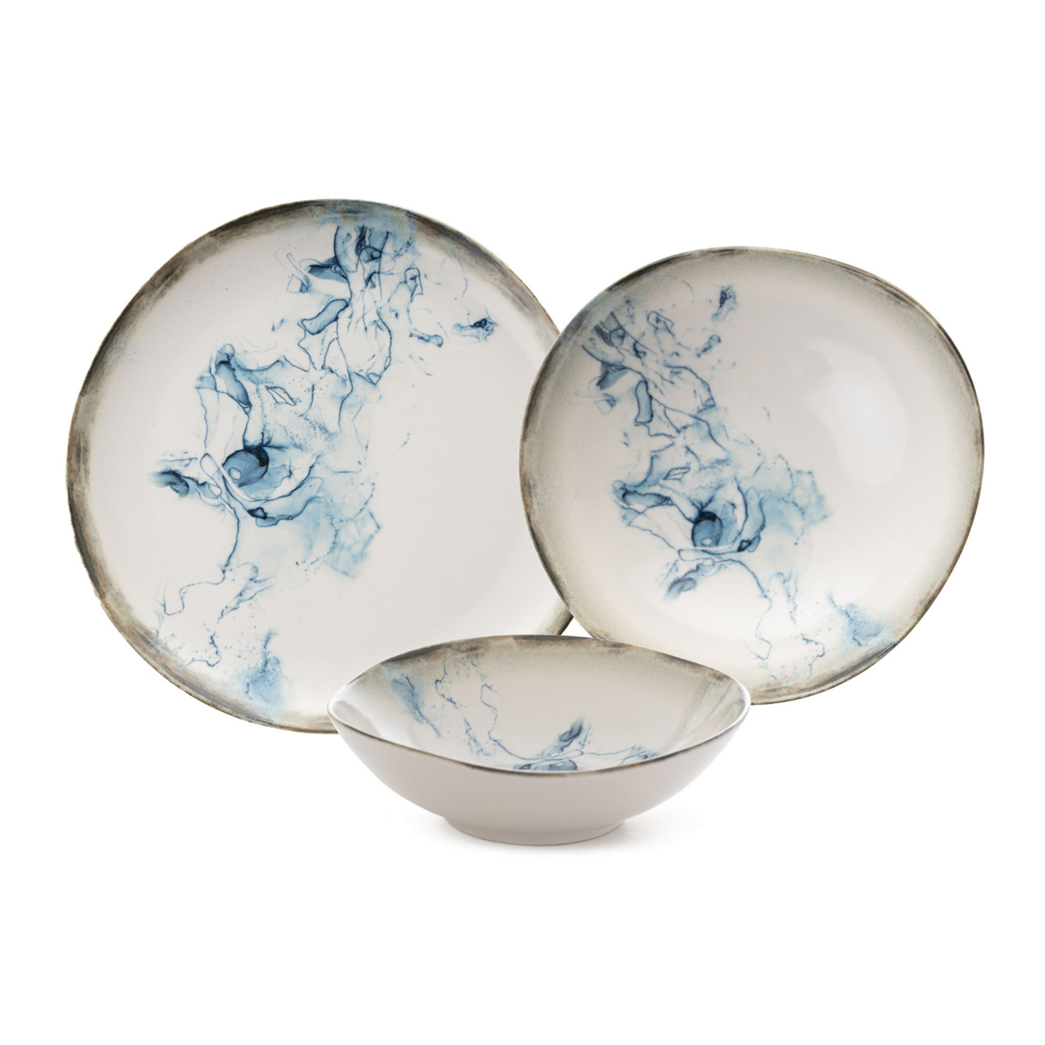 Servizio 24 piatti porcellana decoro azzurro