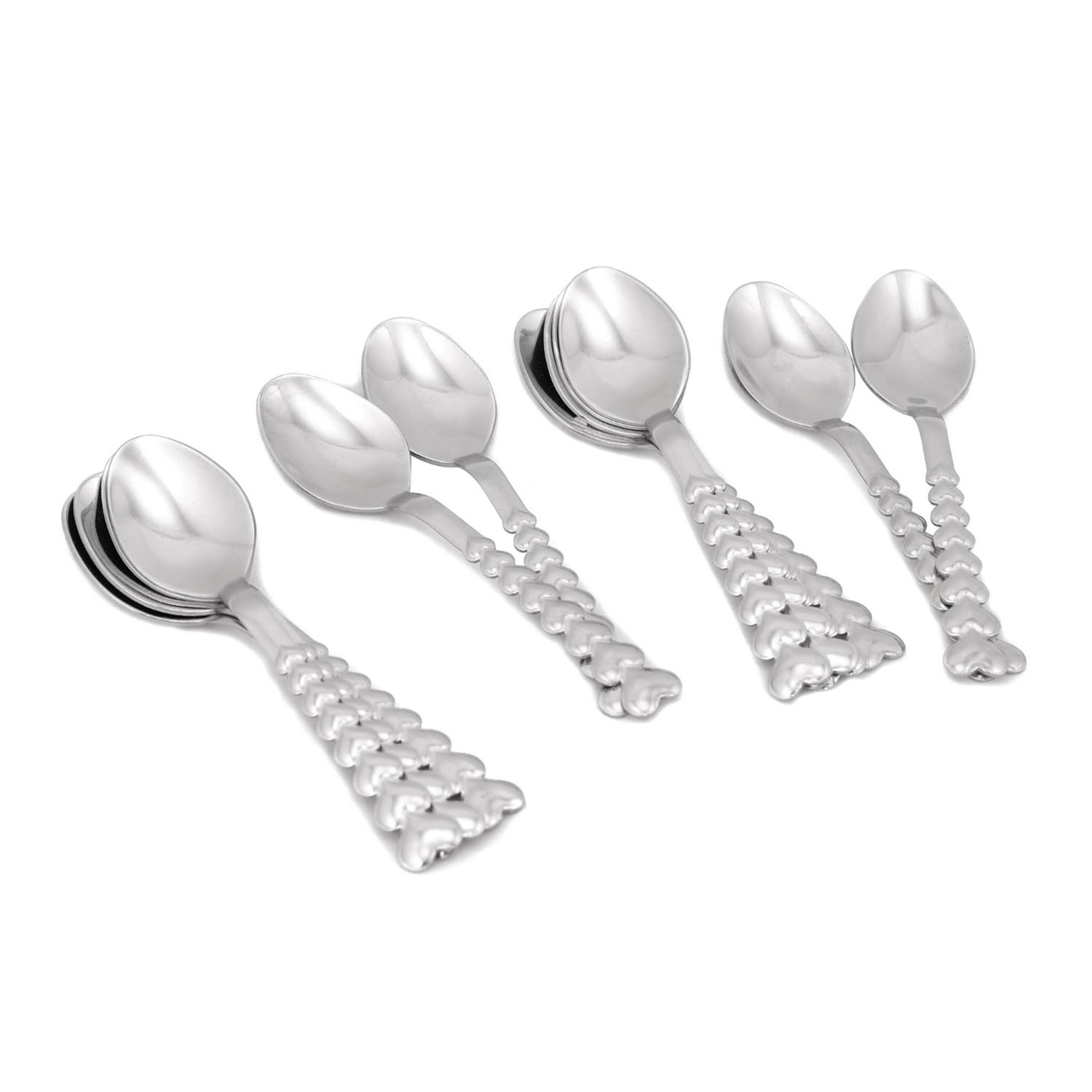 Set 12 cucchiai acciaio inox manico cuori