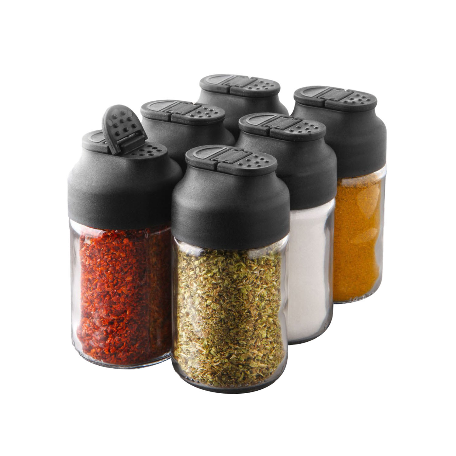 Set 6 portaspezie 105 ml in vetro con tappo dosatore