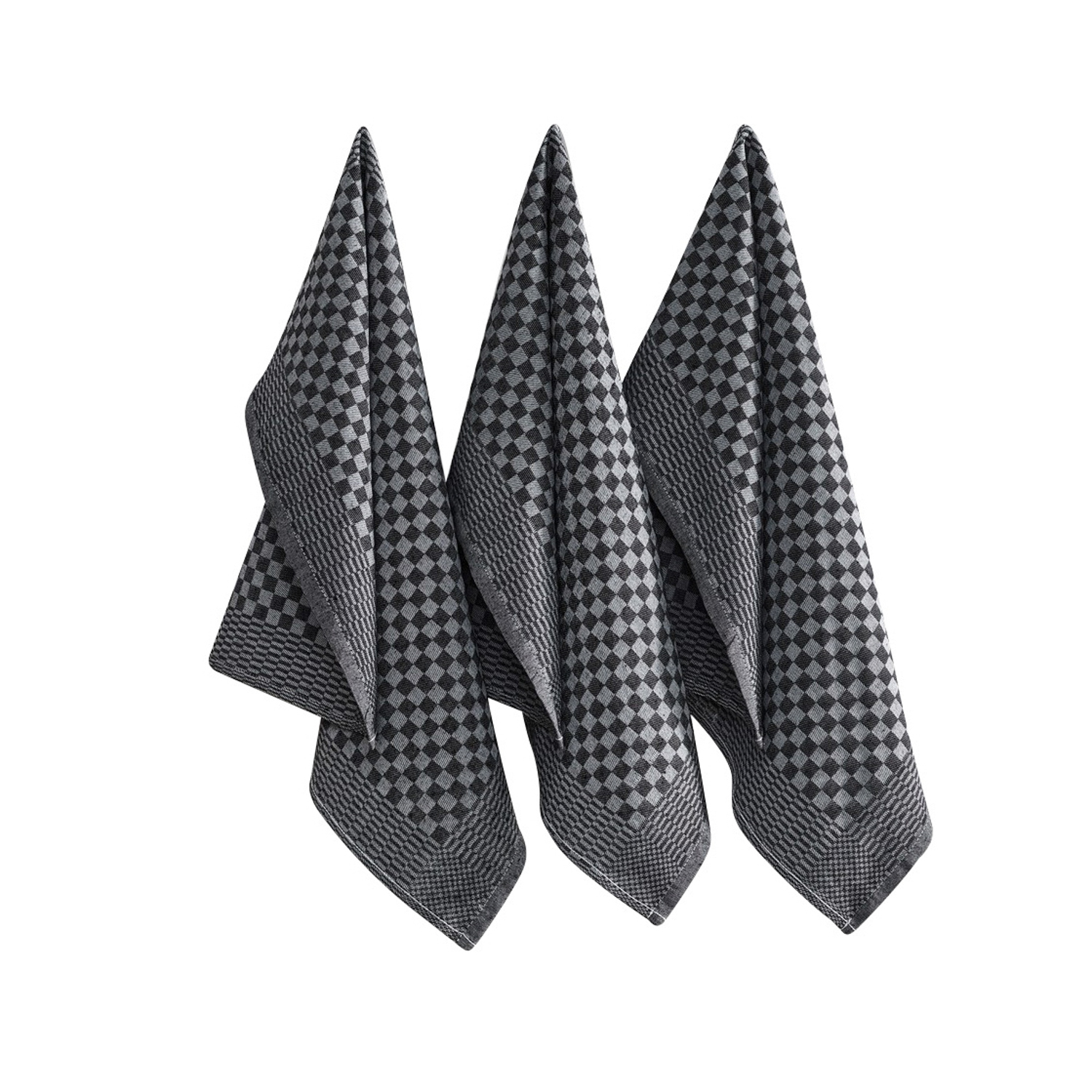 Set 10 strofinacci da cucina schacchiera antracite