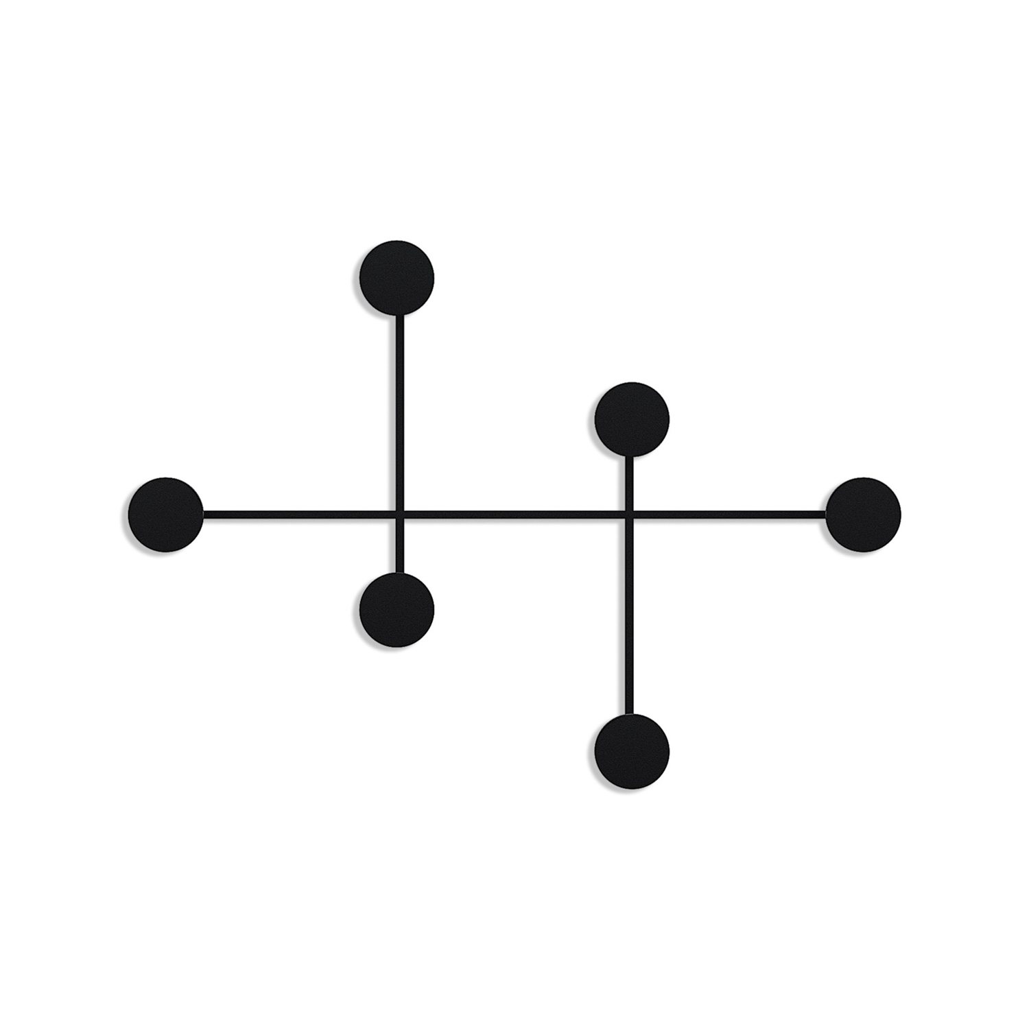 Appendiabiti da parete in metallo 6 ganci nero 82x60x10cm
