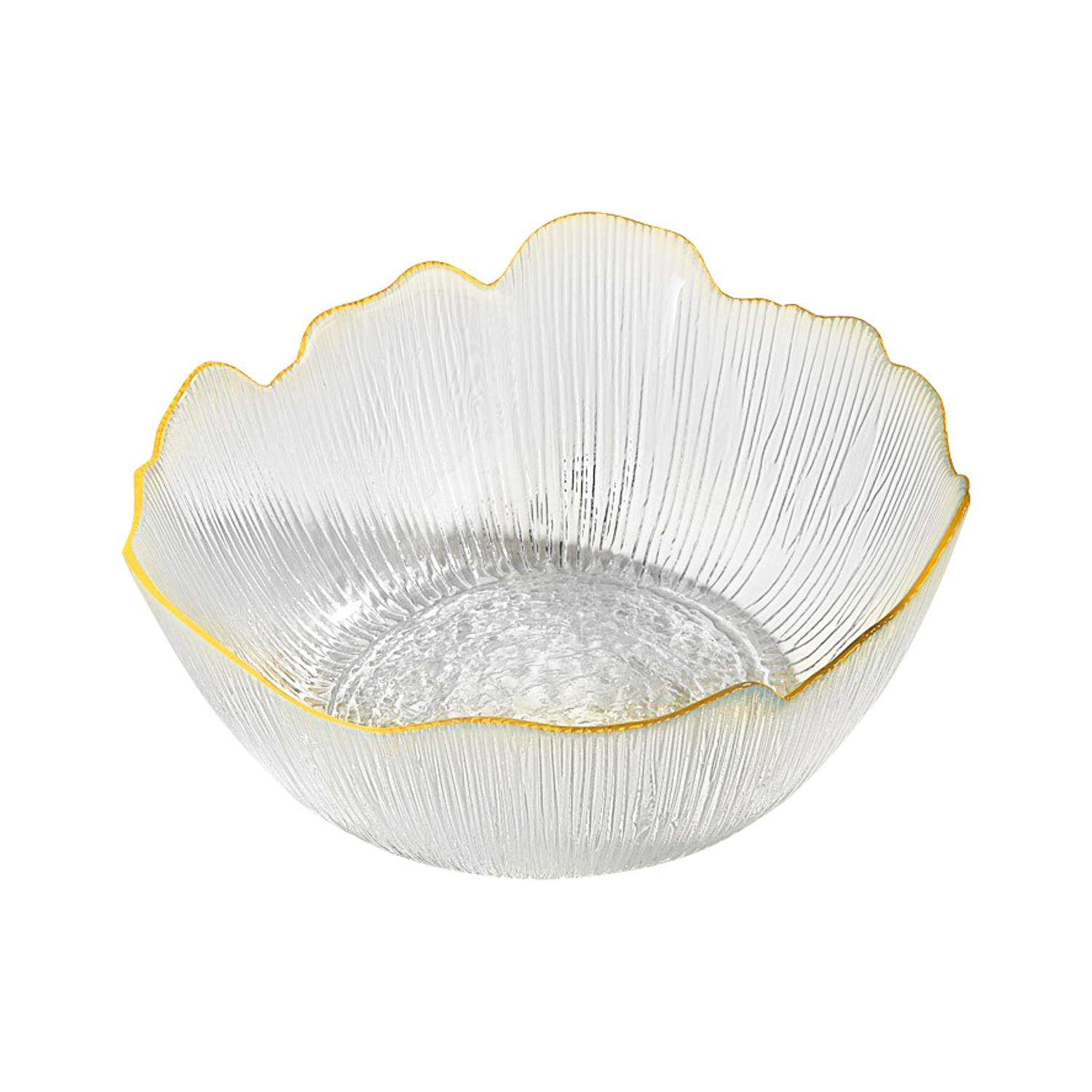 Insalatiera in vetro lavorato 21 cm bordo oro