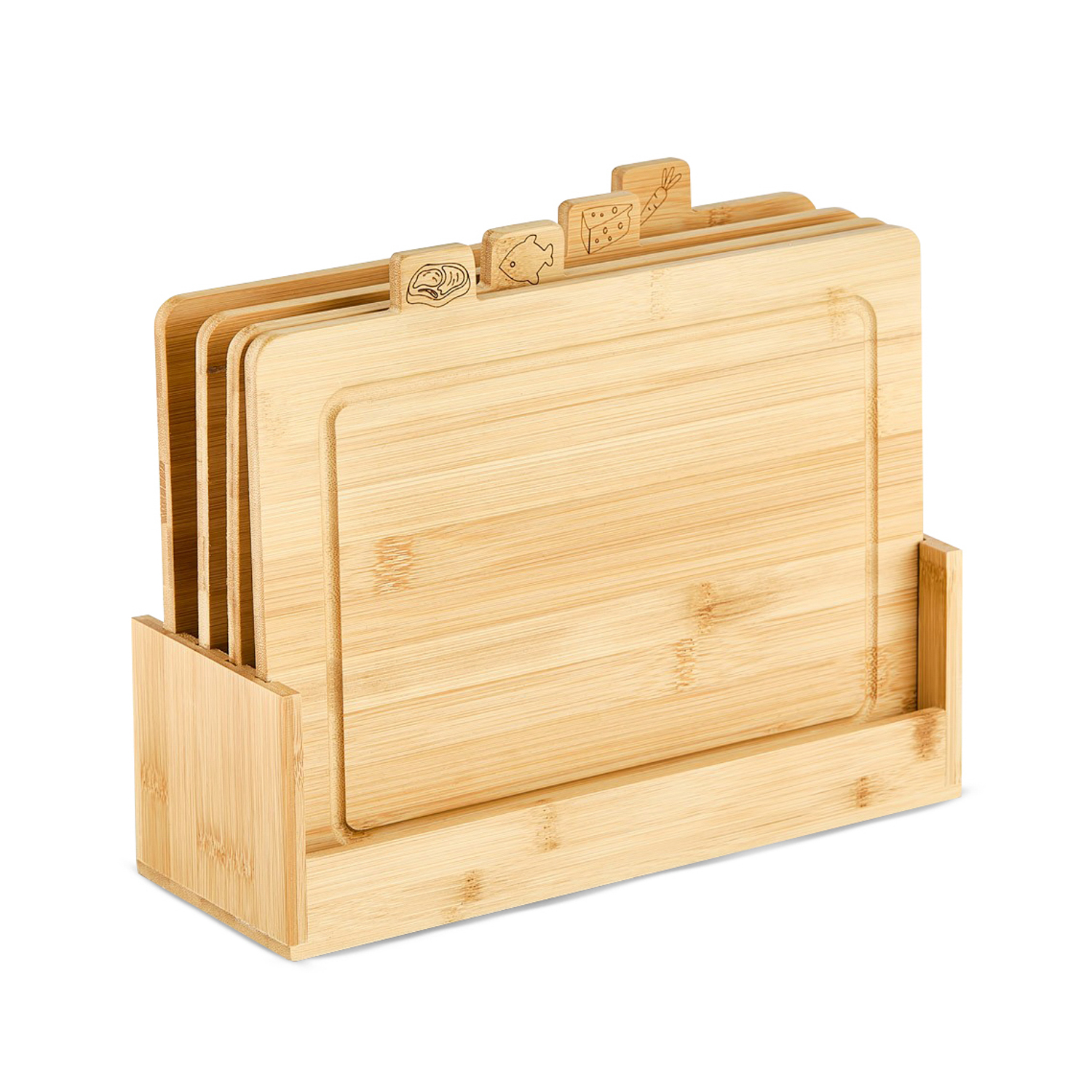 Set 4 taglieri e supporto in bambù