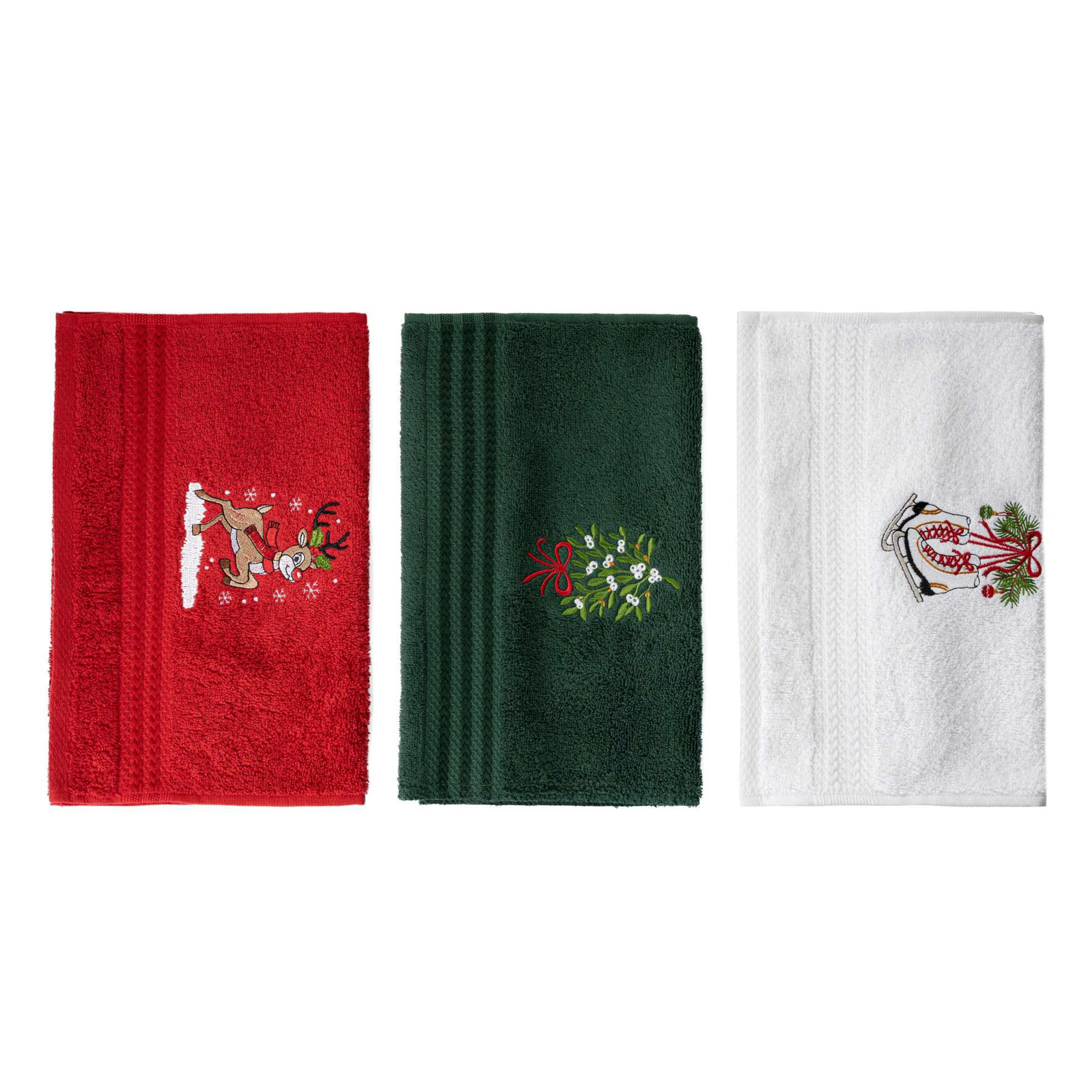 Set 3 asciugamani bagno renna e decori natalizi