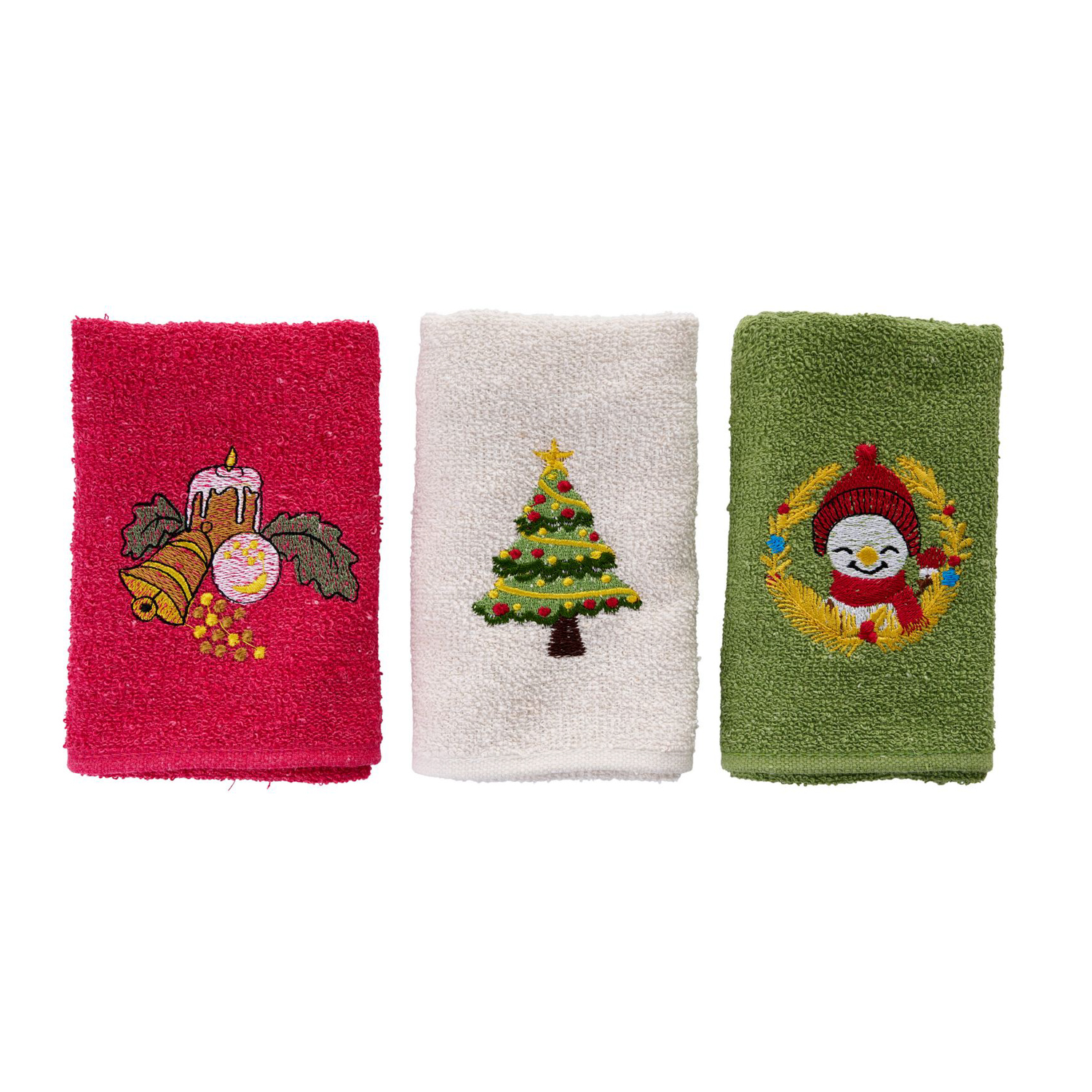 Set 3 asciugamani bagno natalizi decorati