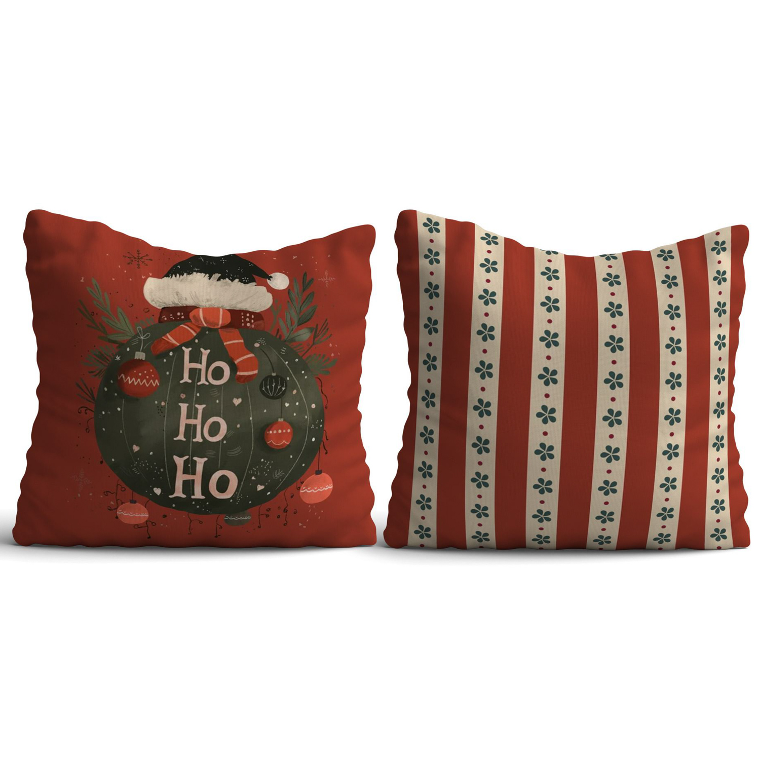 Set 2 federe cuscino natalizie con scritte