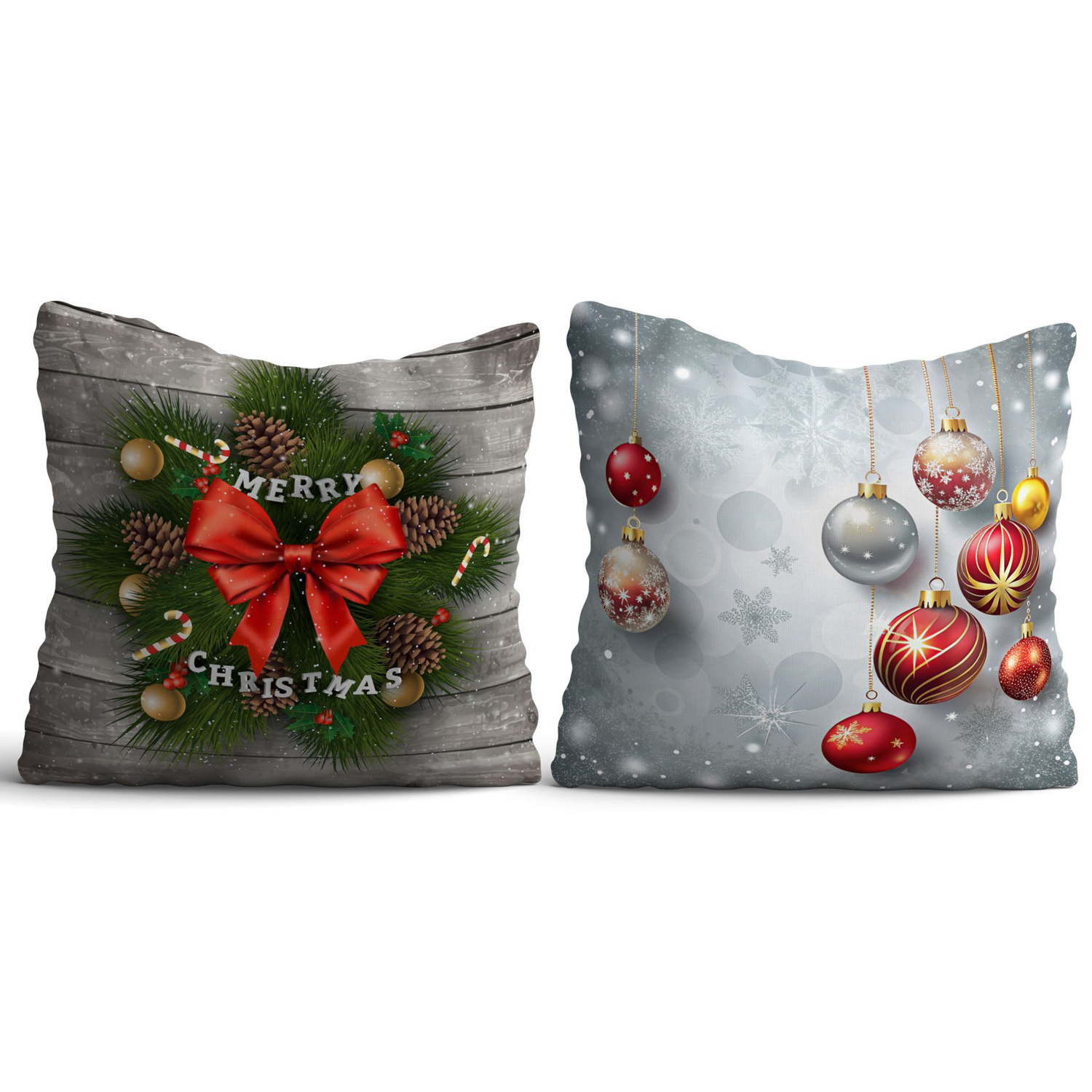 Set 2 federe cuscino natalizie ghirlanda