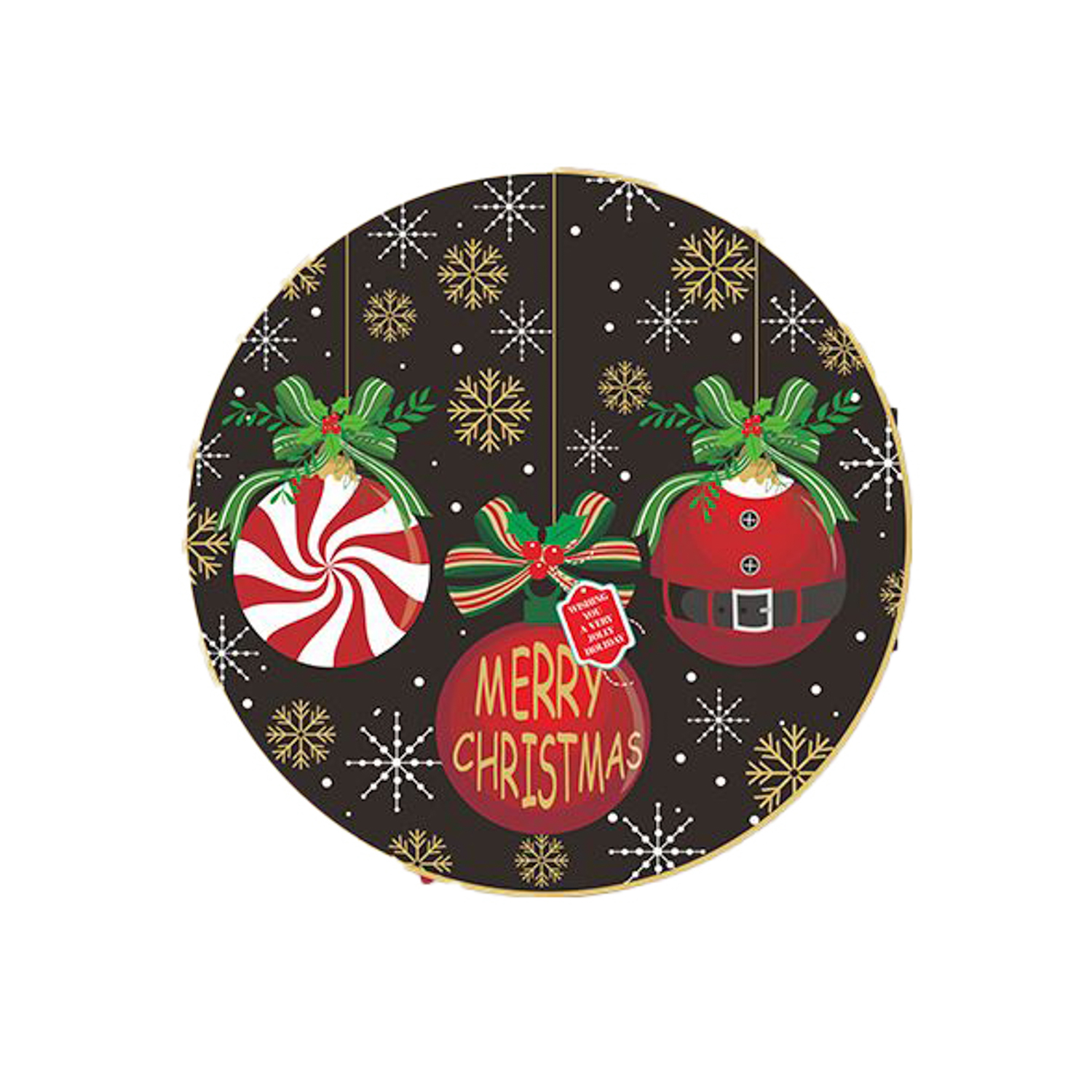 Tappeto tondo 80 cm palline Natale