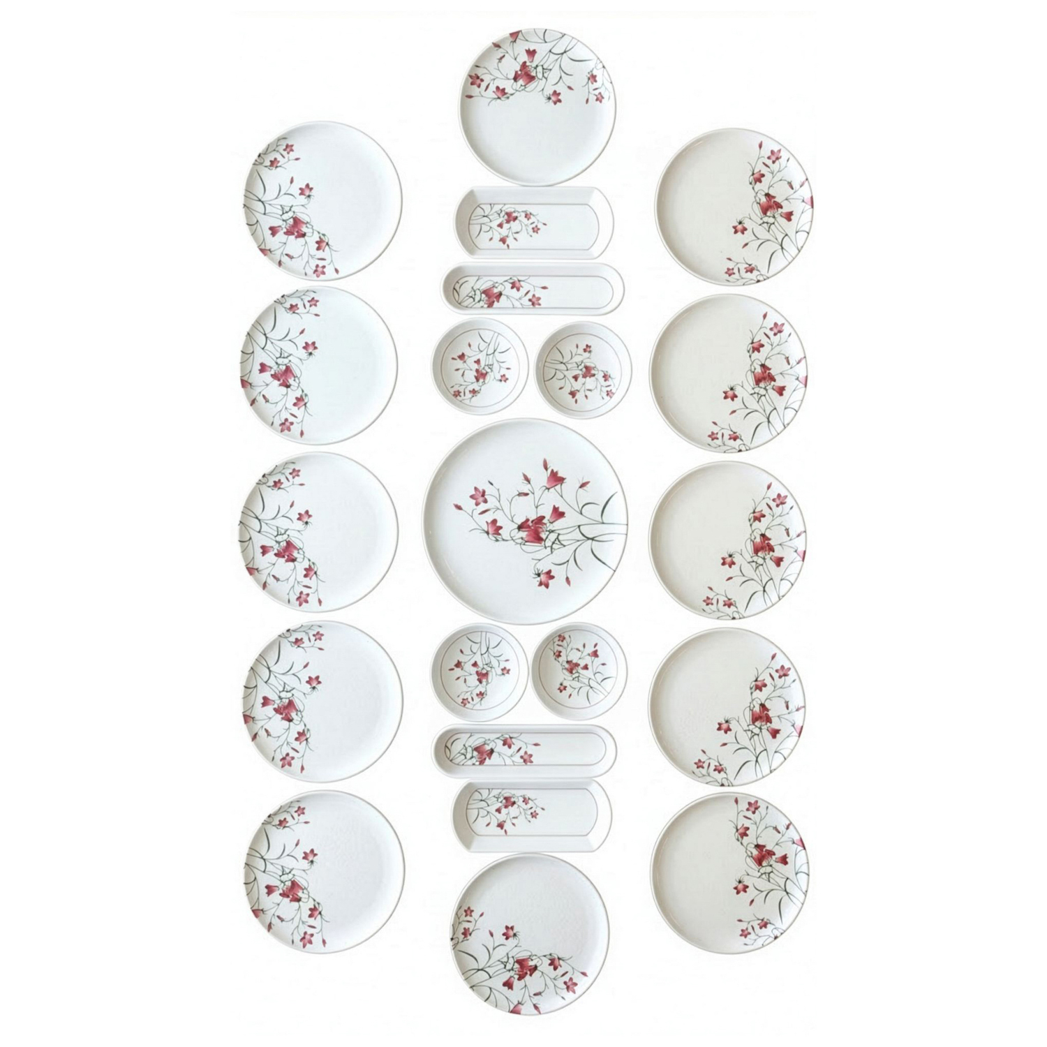 Set 21 piatti red flowers