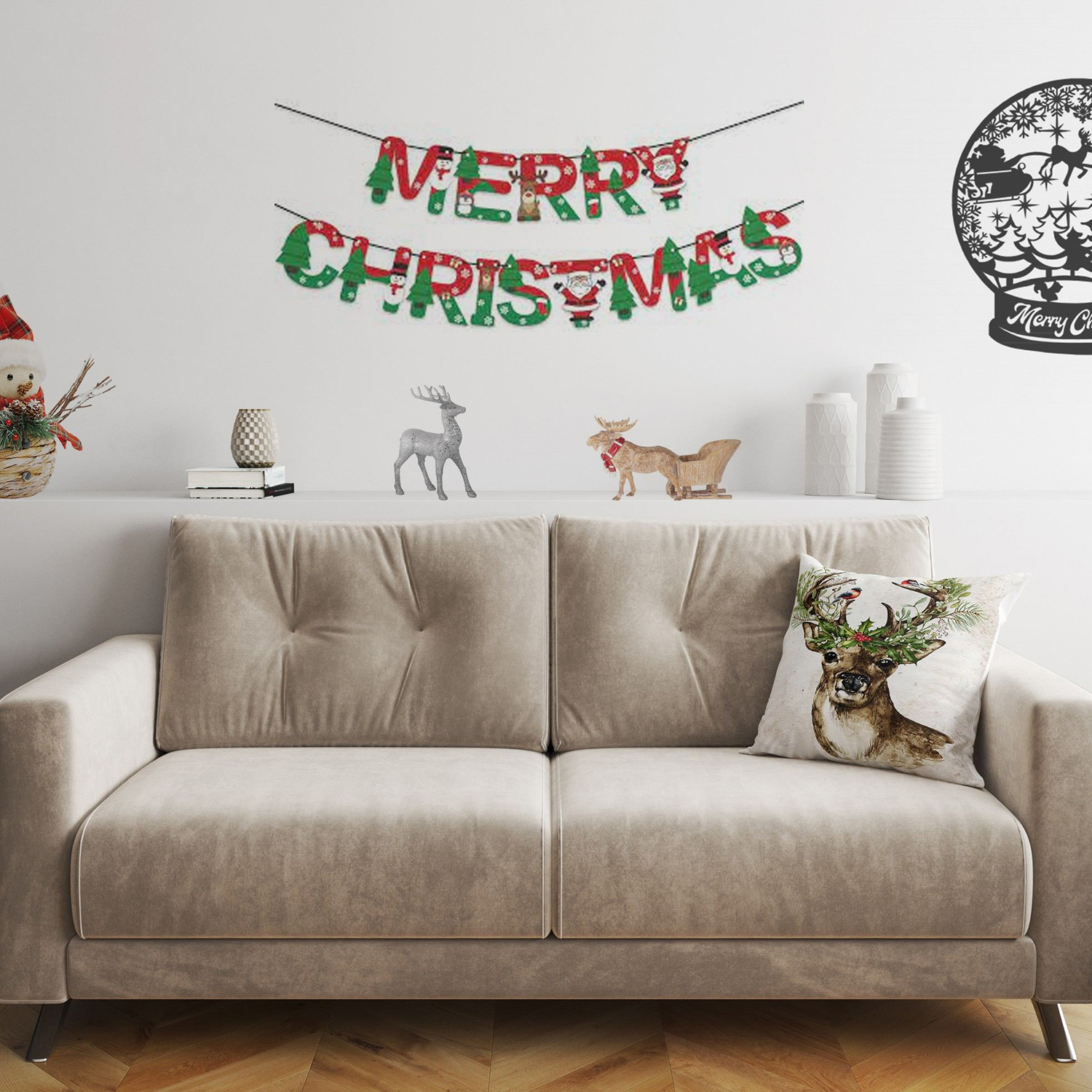 Cuscino renna di Natale 43 cm per divano e letto
