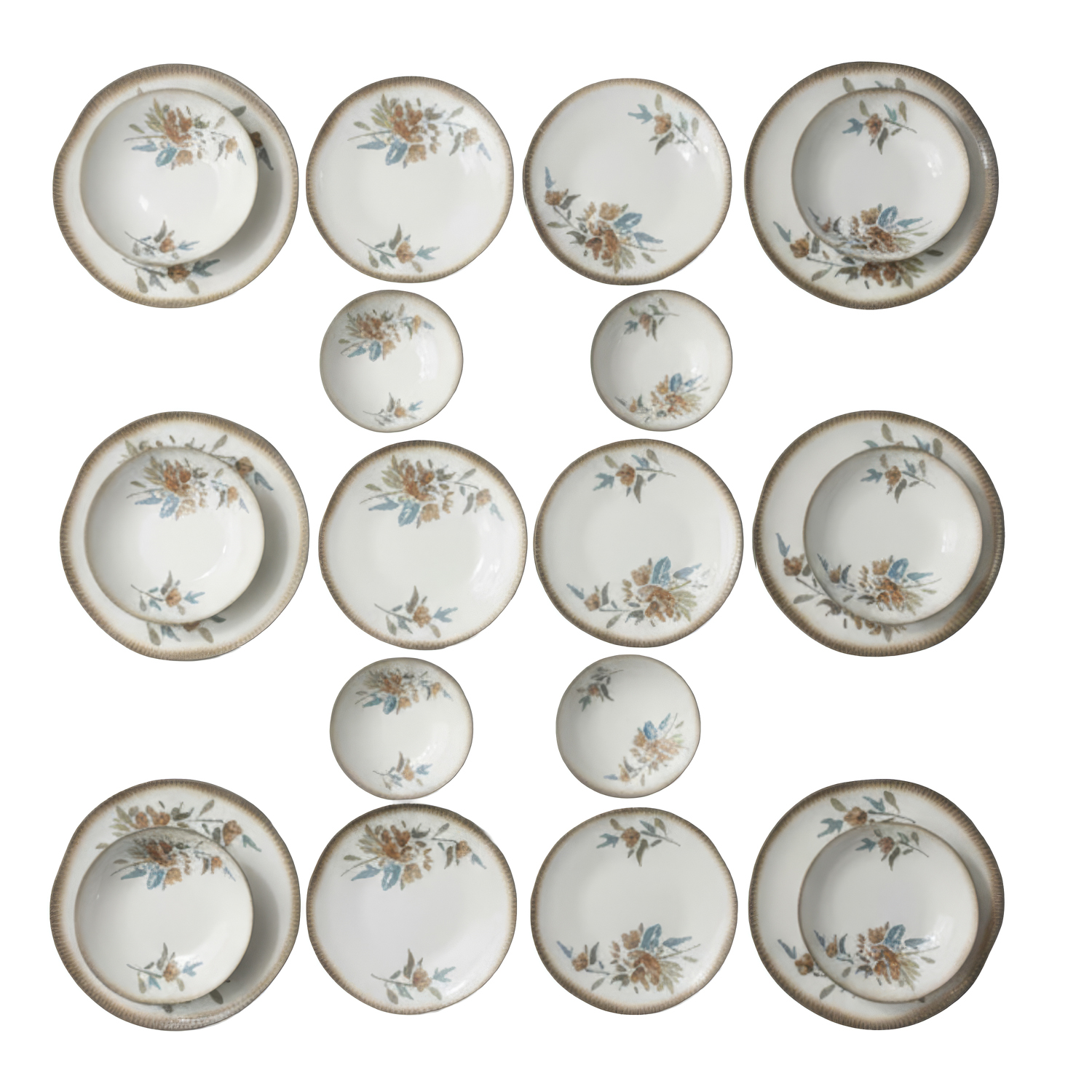 Set 24 piatti decoro floreale acquerello