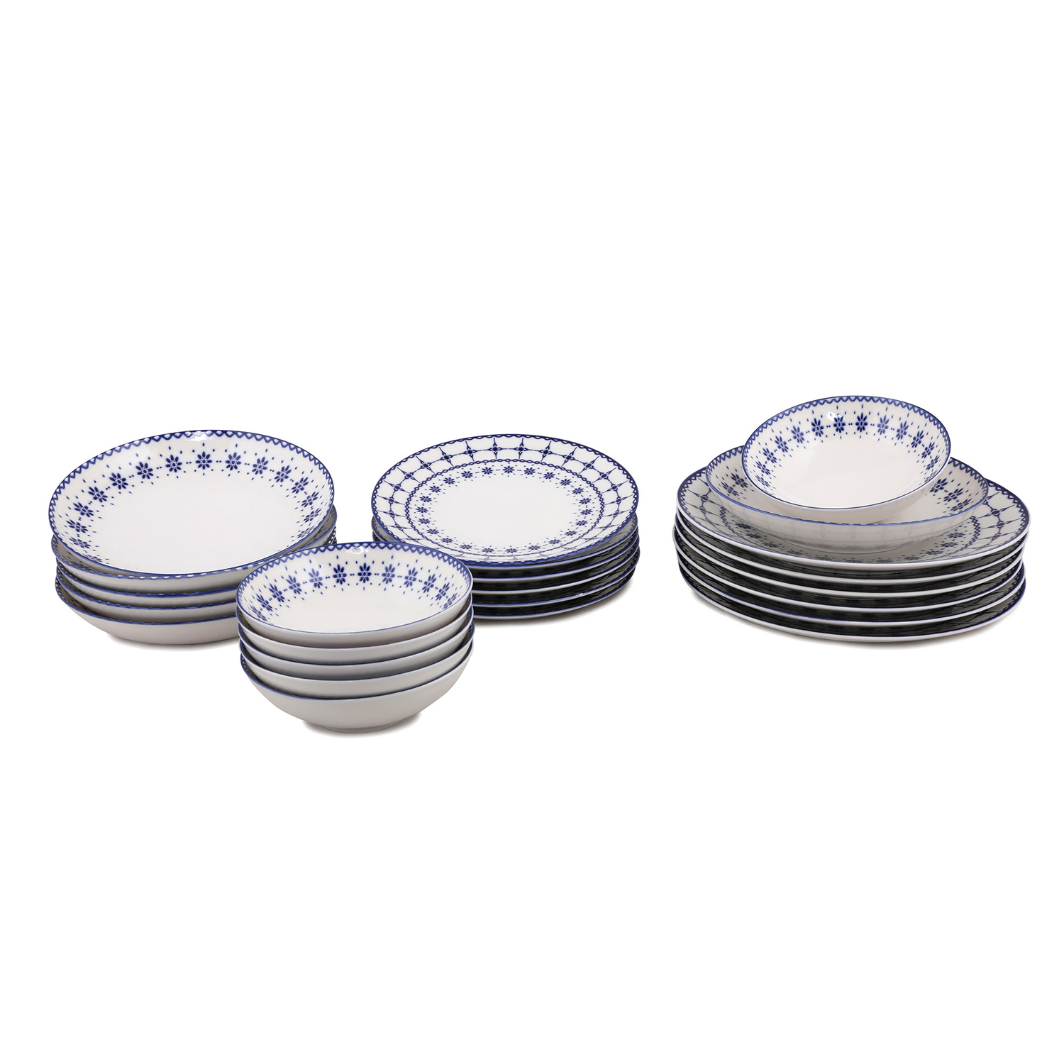 Set 24 piatti decori blu