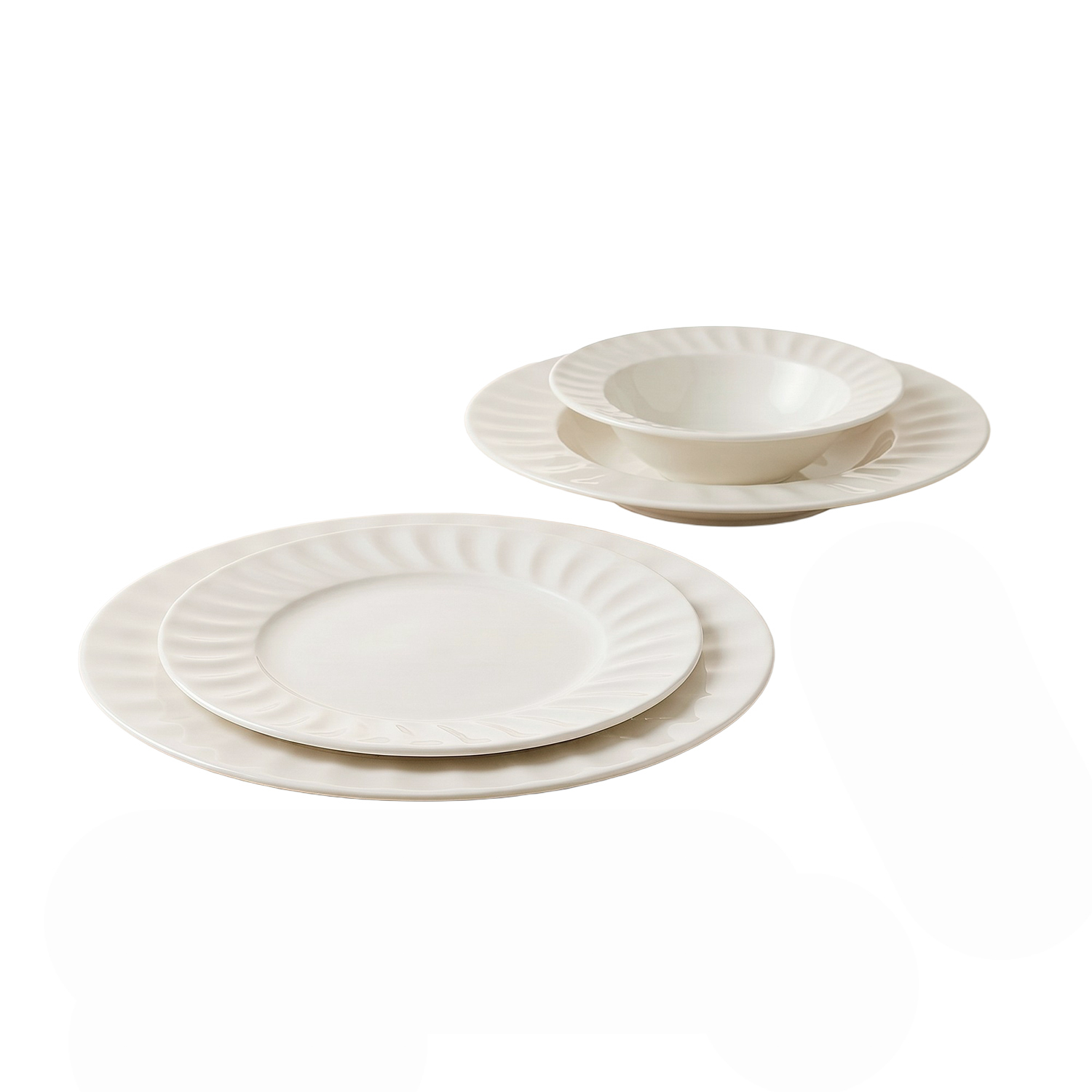 Set 24 piatti bianchi con decoro ai bordi
