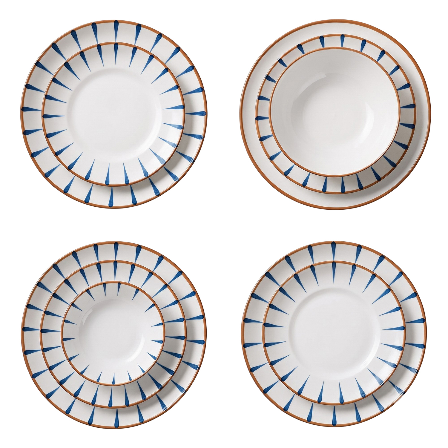 Set 24 piatti con decoro a raggiera