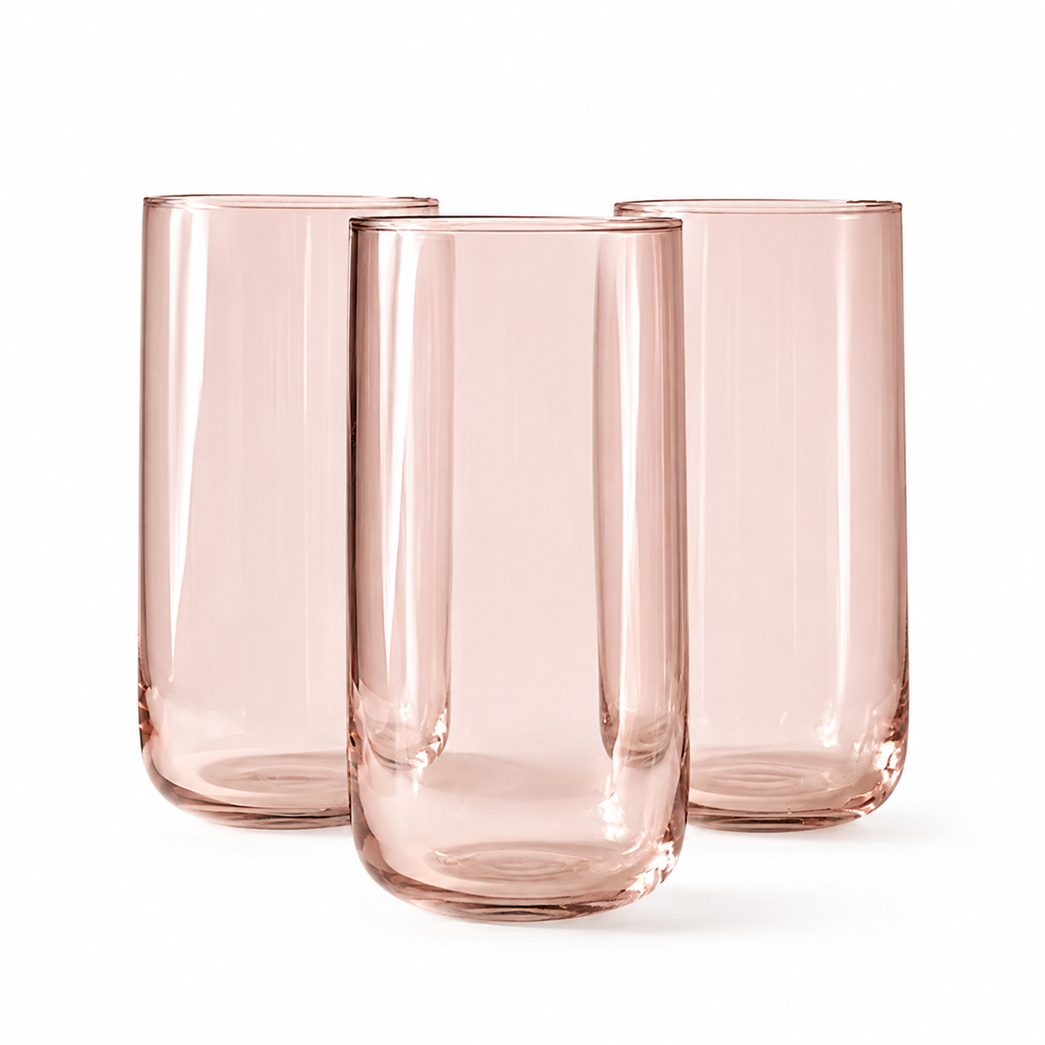 Set 3 bicchieri in vetro rosa 365 ml
