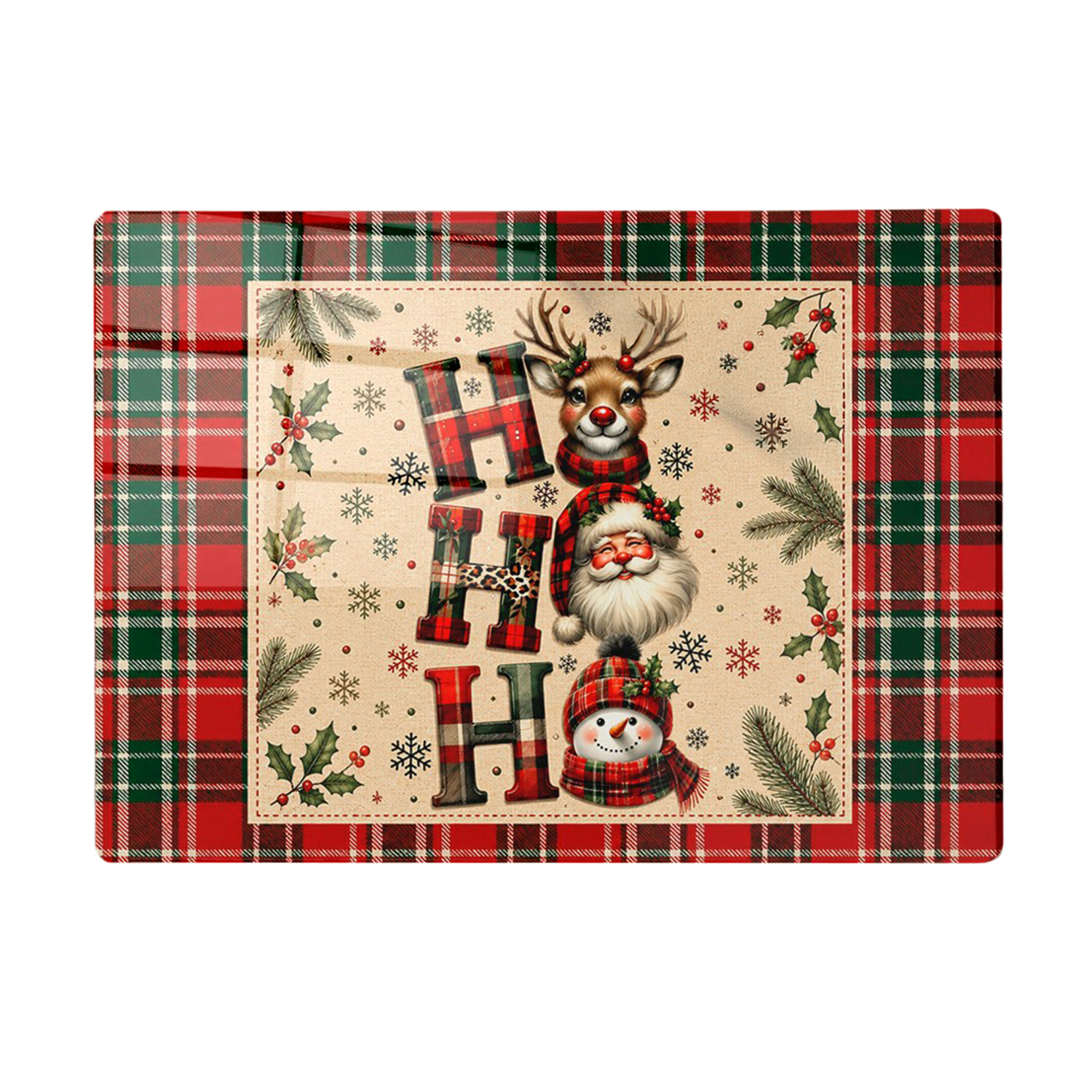 Tagliere in vetro con decorazione scozzese 20x30 cm