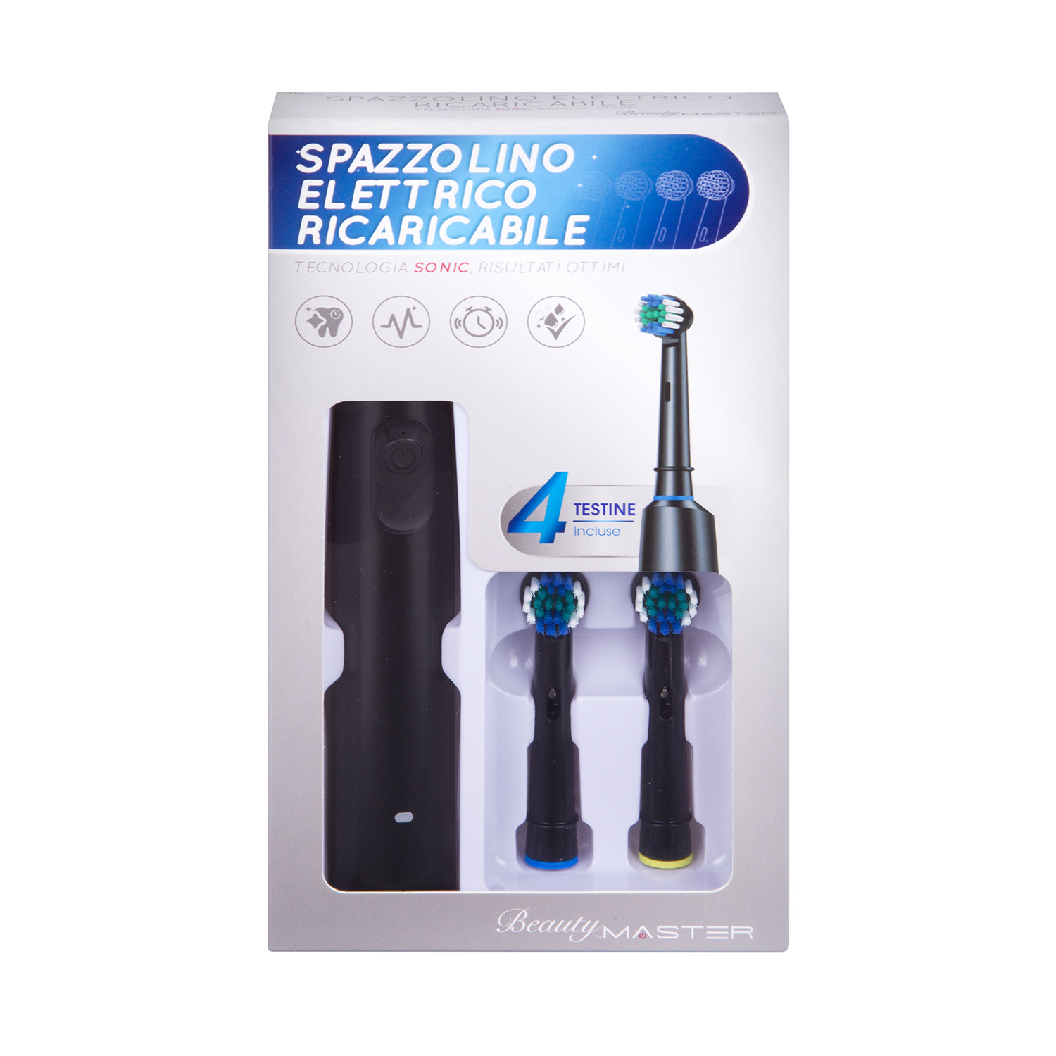 Spazzolino elettrico ricaricabile con 4 testine