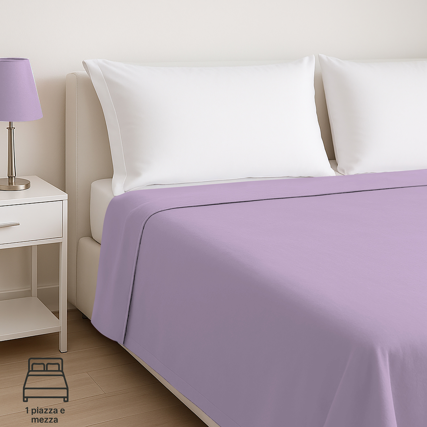 Lenzuolo piano lilla in cotone, da 1 piazza e mezza