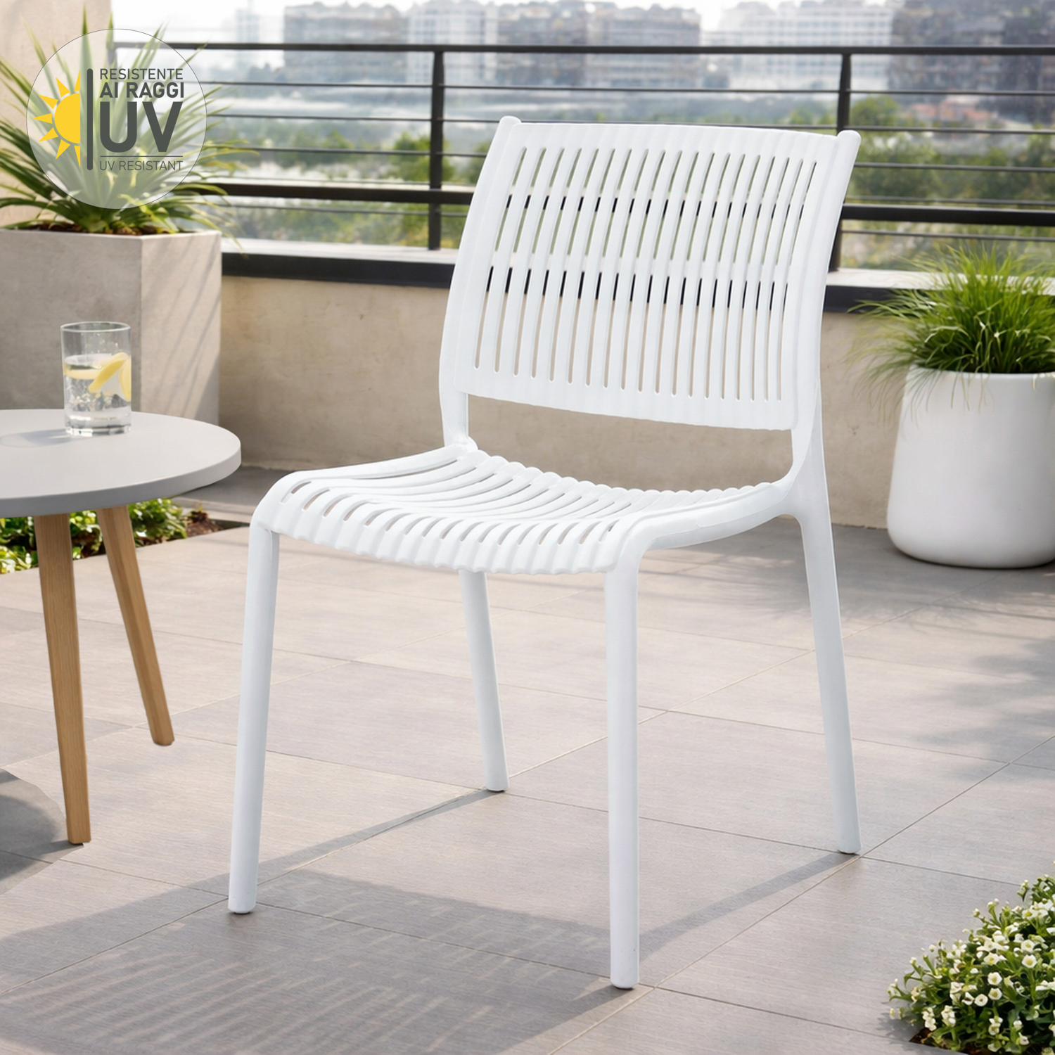 Sedia da giardino in plastica 42x41x80,5 cm grigio
