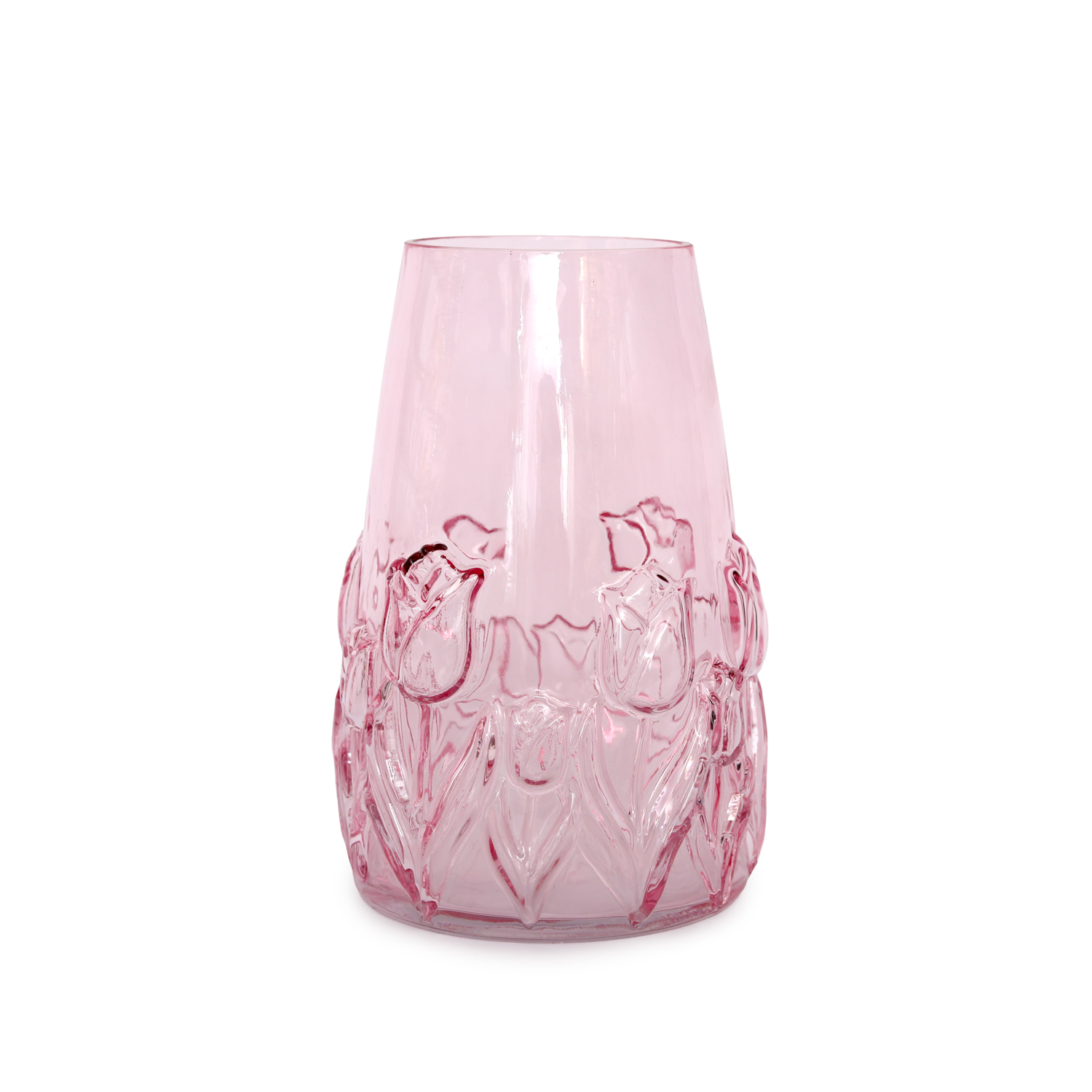 Vaso arredo vetro rosa 22,5 cm