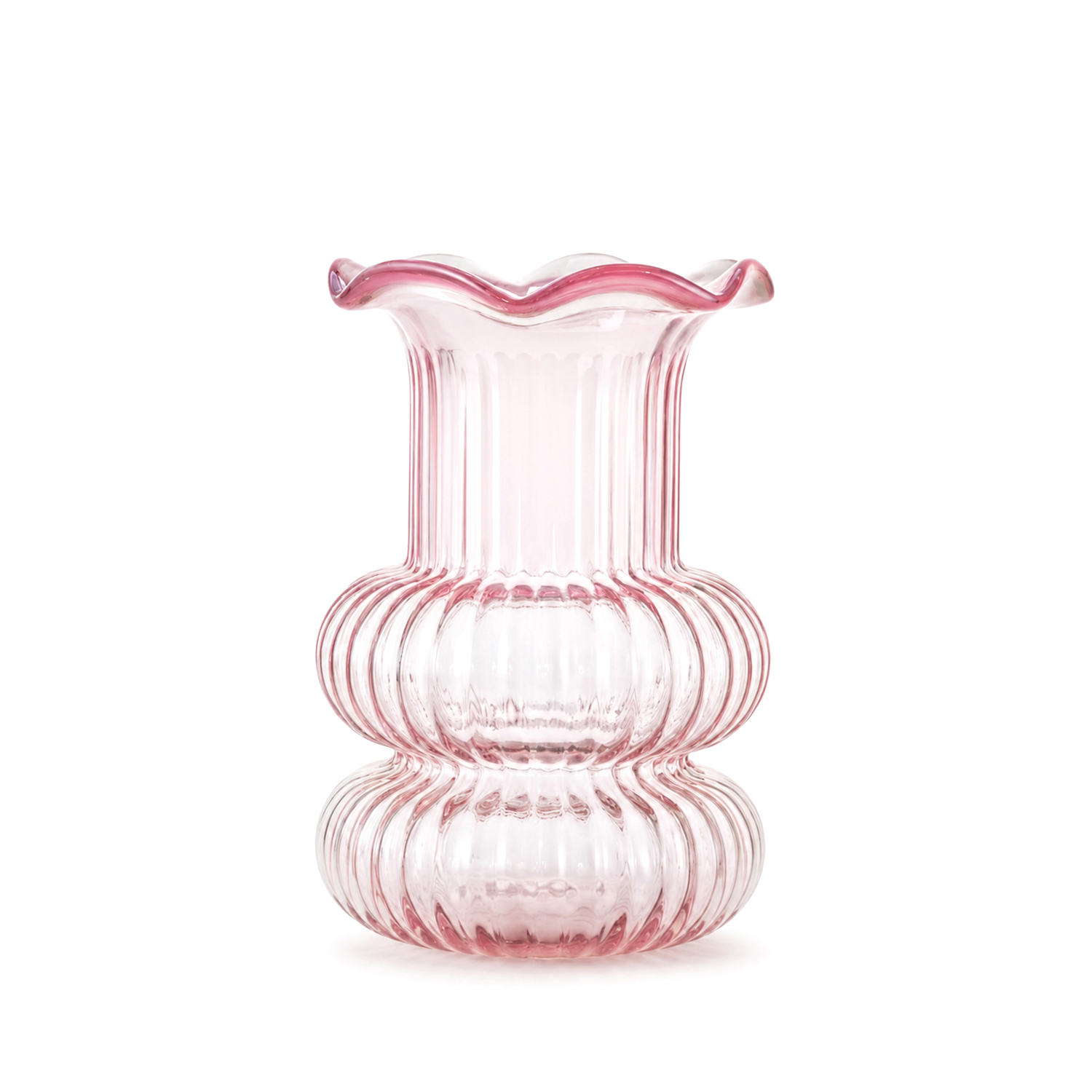 Vaso arredo vetro rosa 23 cm